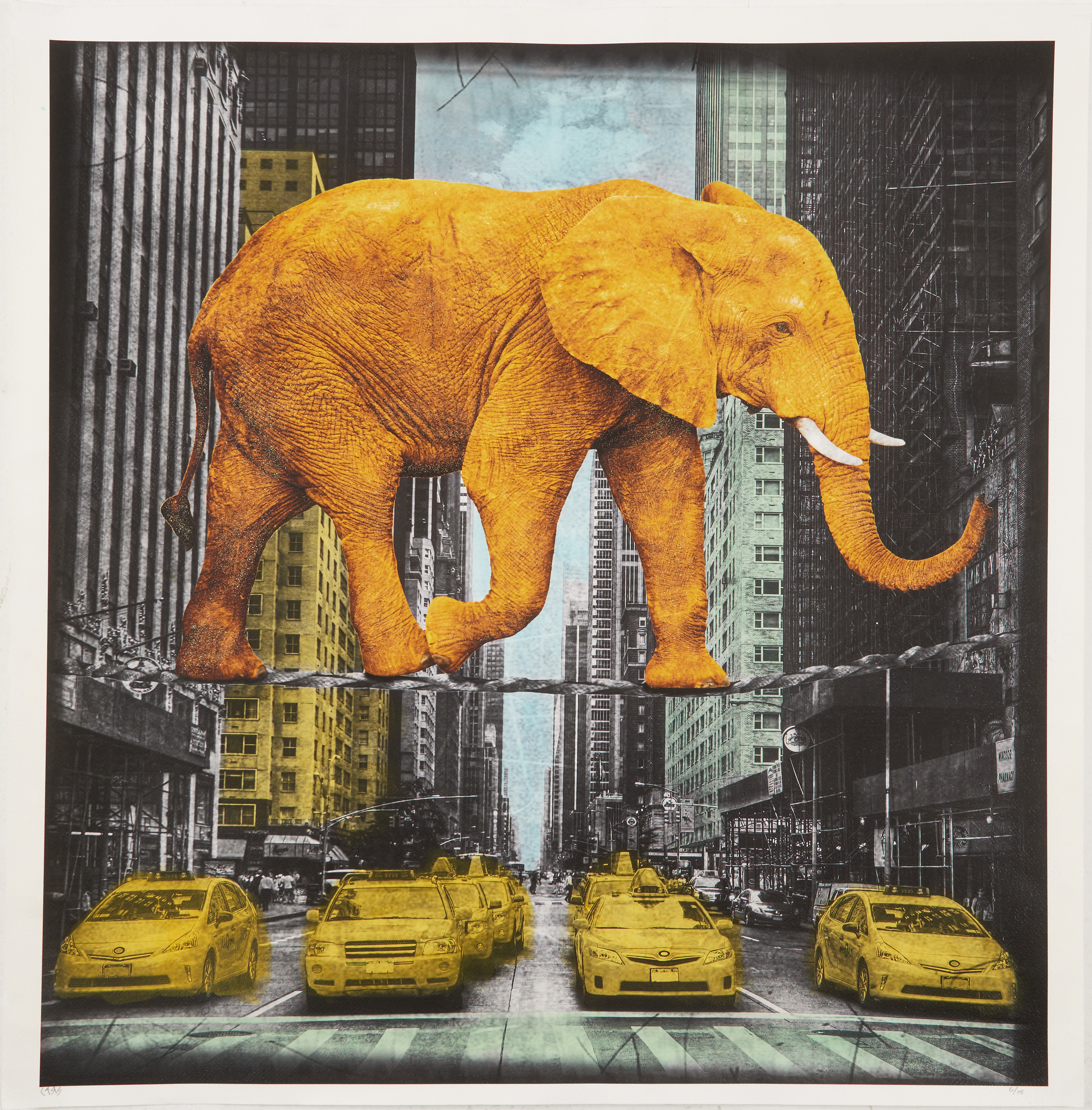 LARS TUNEBO. "High in New York", orange, pigment print, signerad och numrerad 6/15.