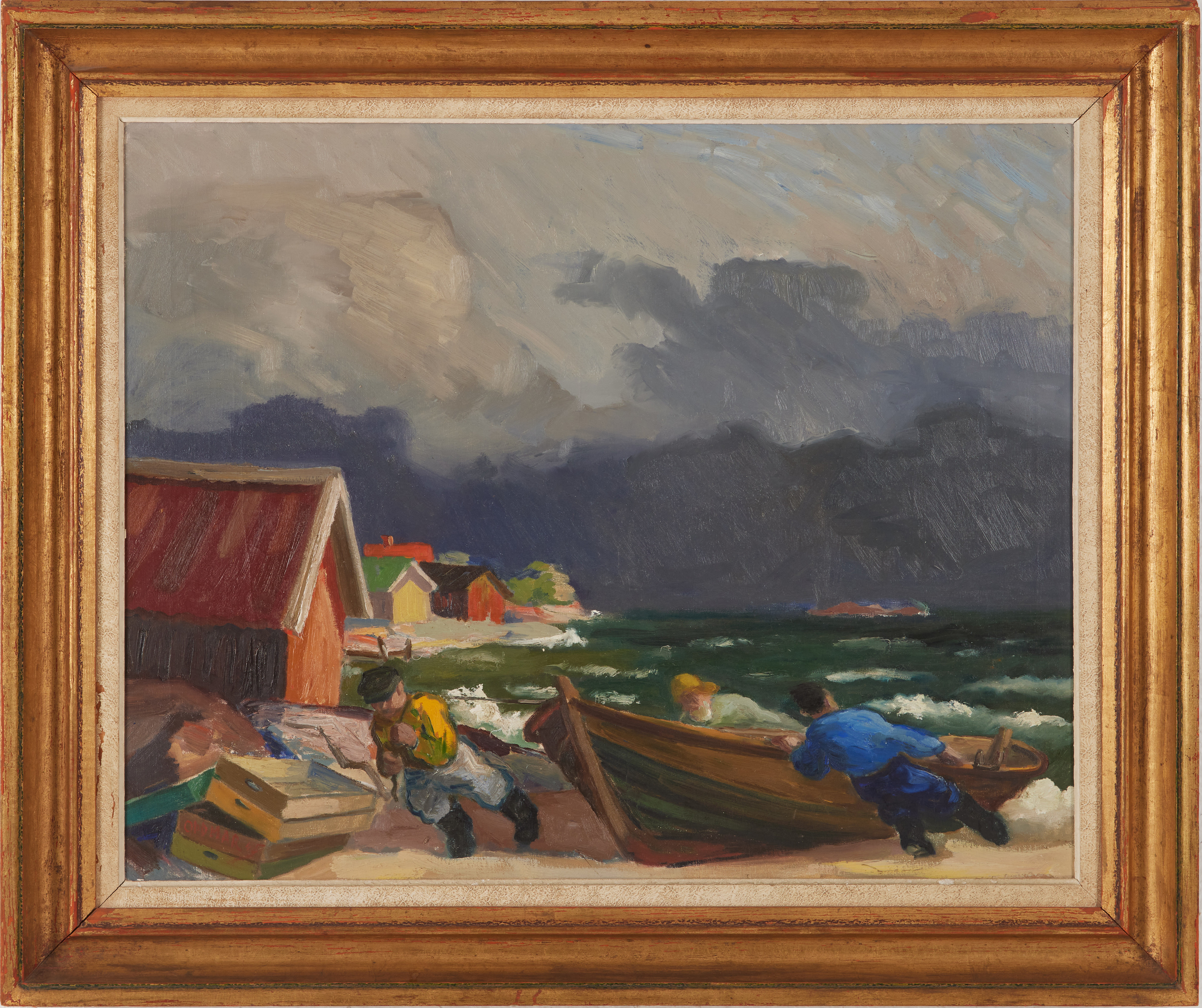 ODDMAR BJÖRKLUND (1907-1997). Nalkande storm, olja på duk, signerad samt daterat 1945.