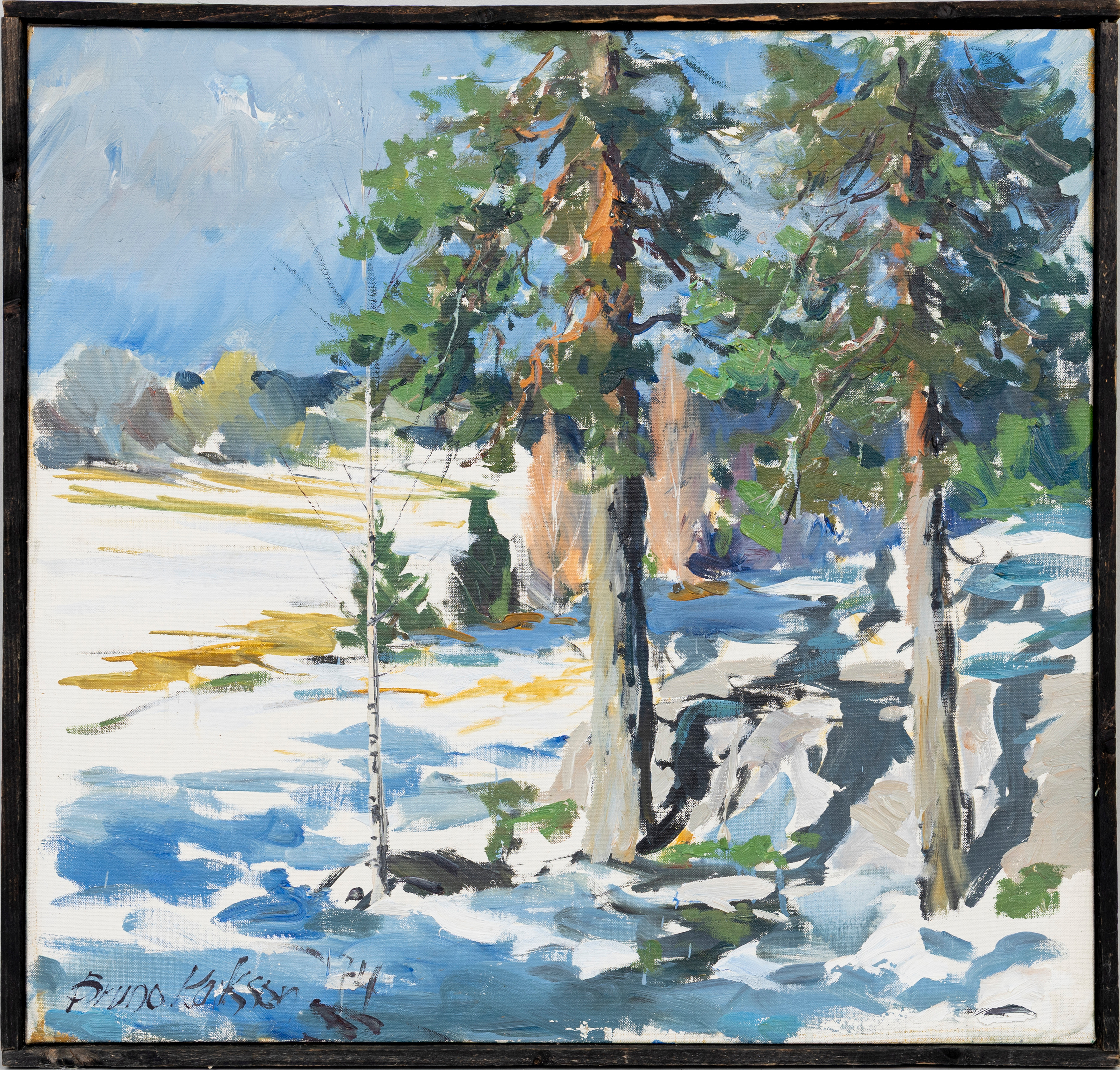 BRUNO KARLSSON. Vinterskog, olja på duk, signerd och daterd,- 74.