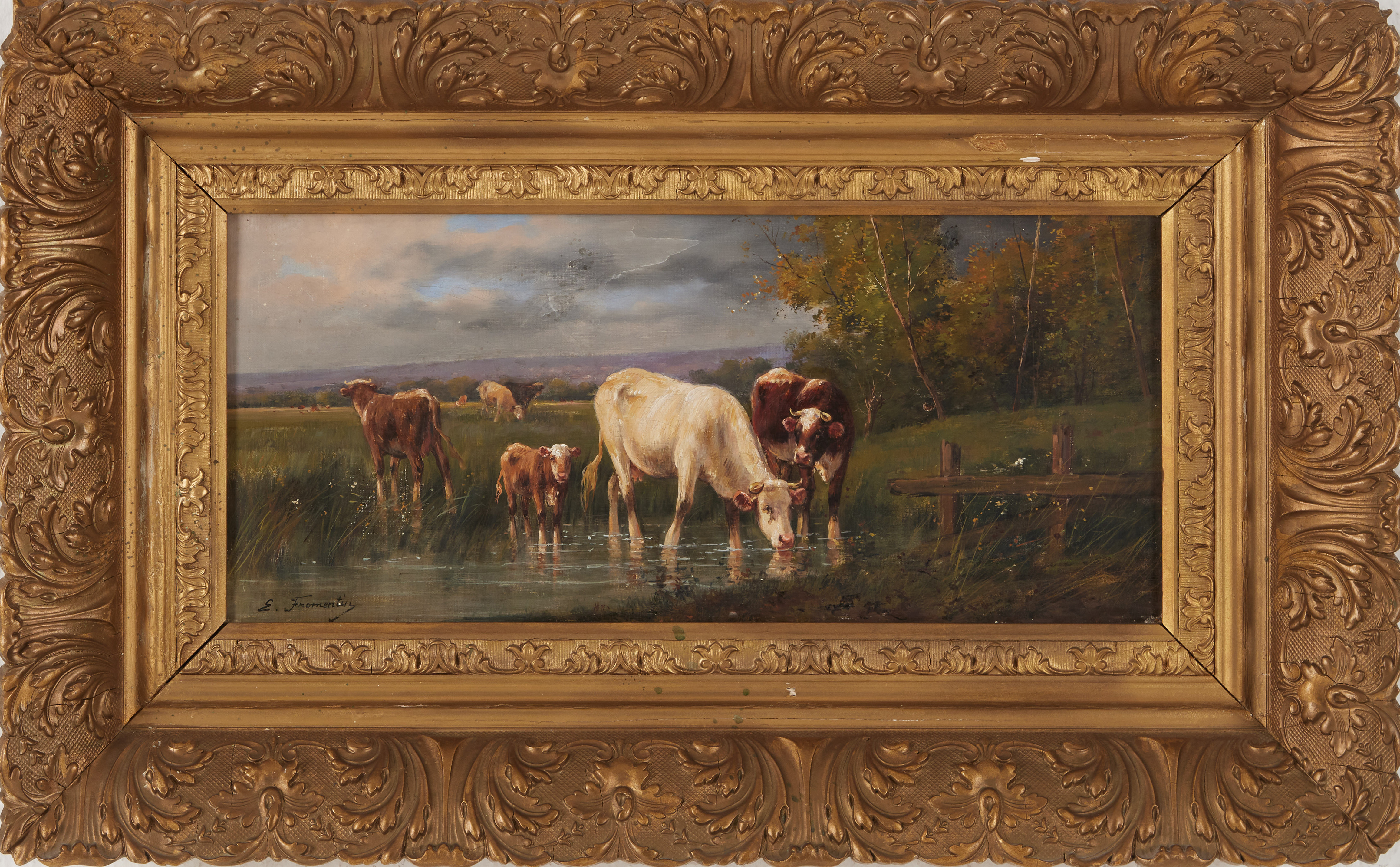 EUGÈNE FROMENTIN (1820-1876). Landskap med kor, olja på duk, signerad.