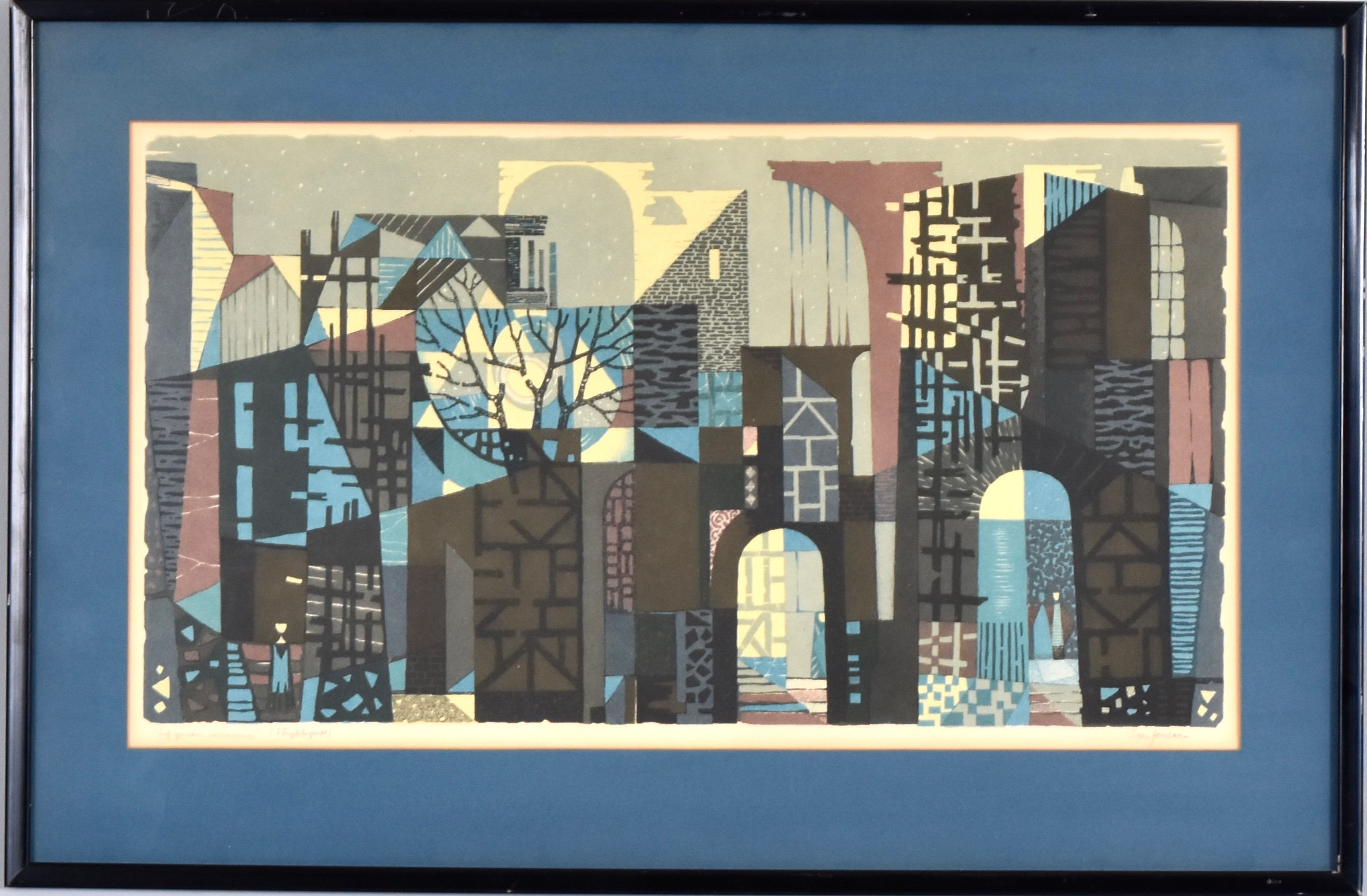 SVEN JONSON. "Sol genom ruinerna", färglitografi, signerad.