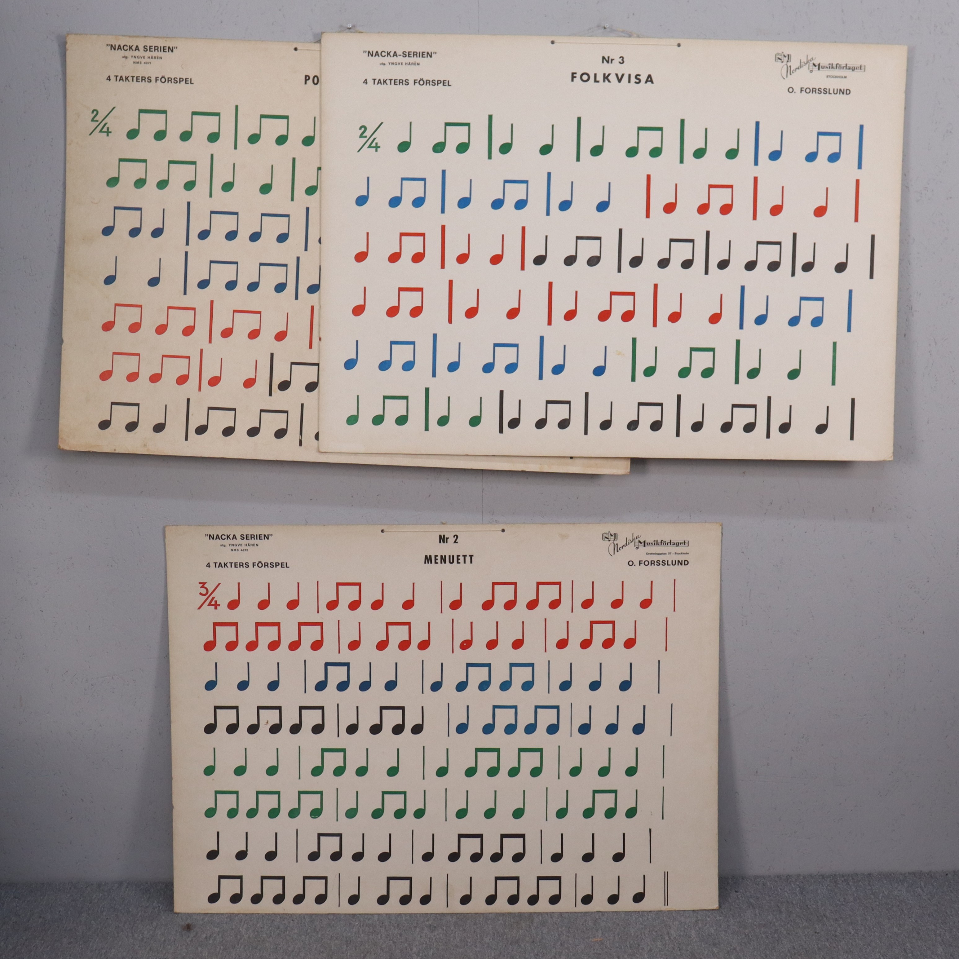 SKOLPLANSCHER, Visor och noter, Nacka serien utgiven av Yngve Hären, 3 st.