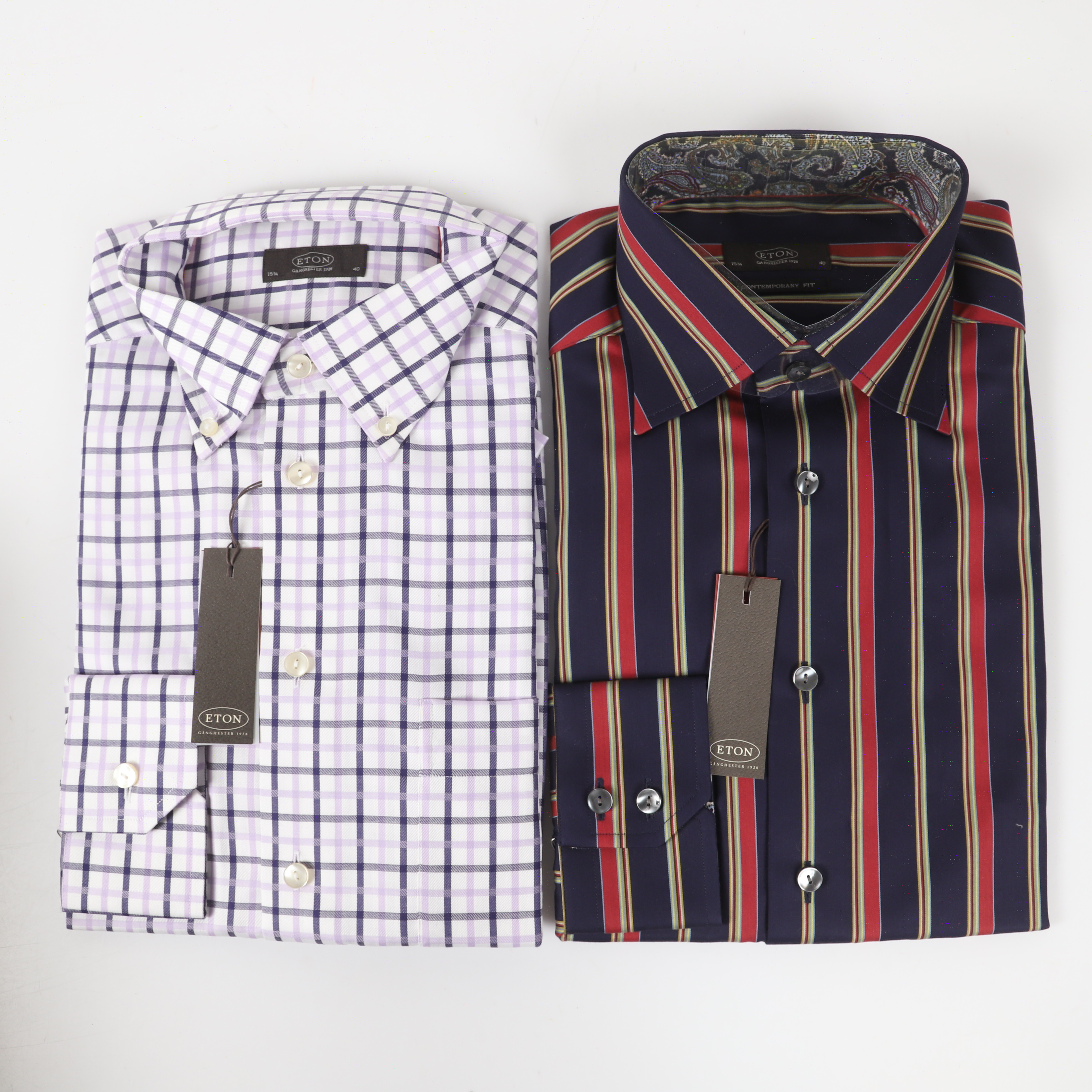 SKJORTOR, 2 stycken, bomull, Eton.