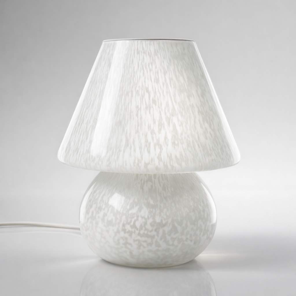 BORDSLAMPA, Lamp Gustaf, vitspräckligt glas, 1980-tal.