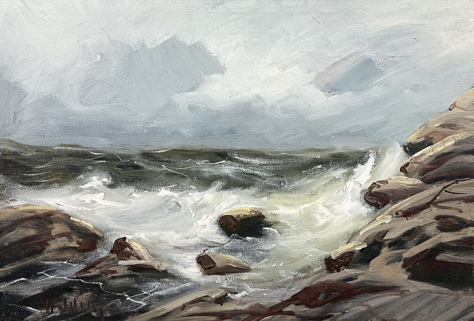 GÖSTA HILDING. OLJA PÅ DUK, "Höststorm", signerad.