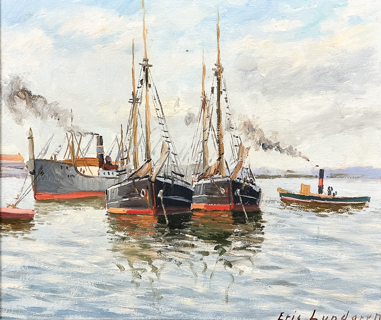ERIC LUNDGREN. OLJA PÅ PANNÅ, signerad.