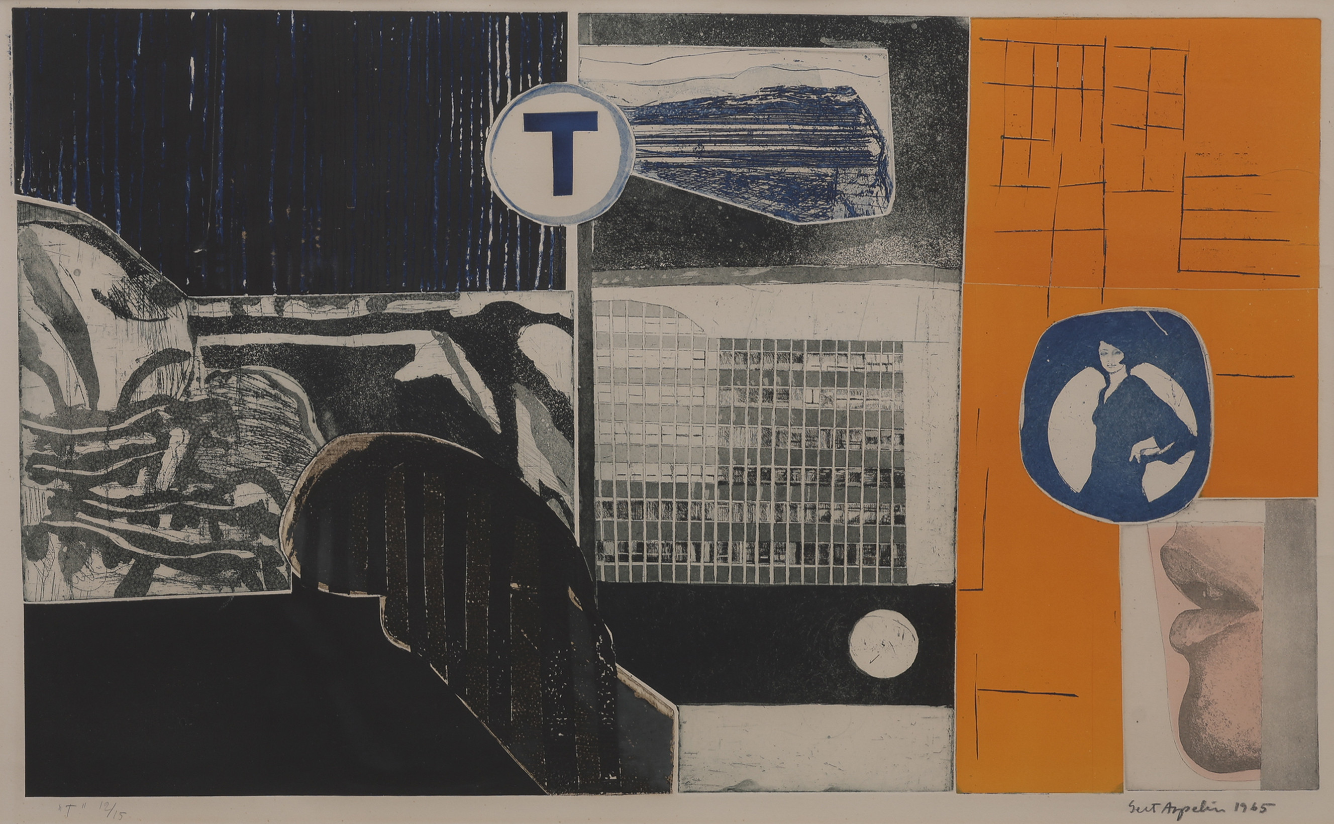 GERT ASPELIN, (1944-2018), "T", färgetsning, signerad 1965.