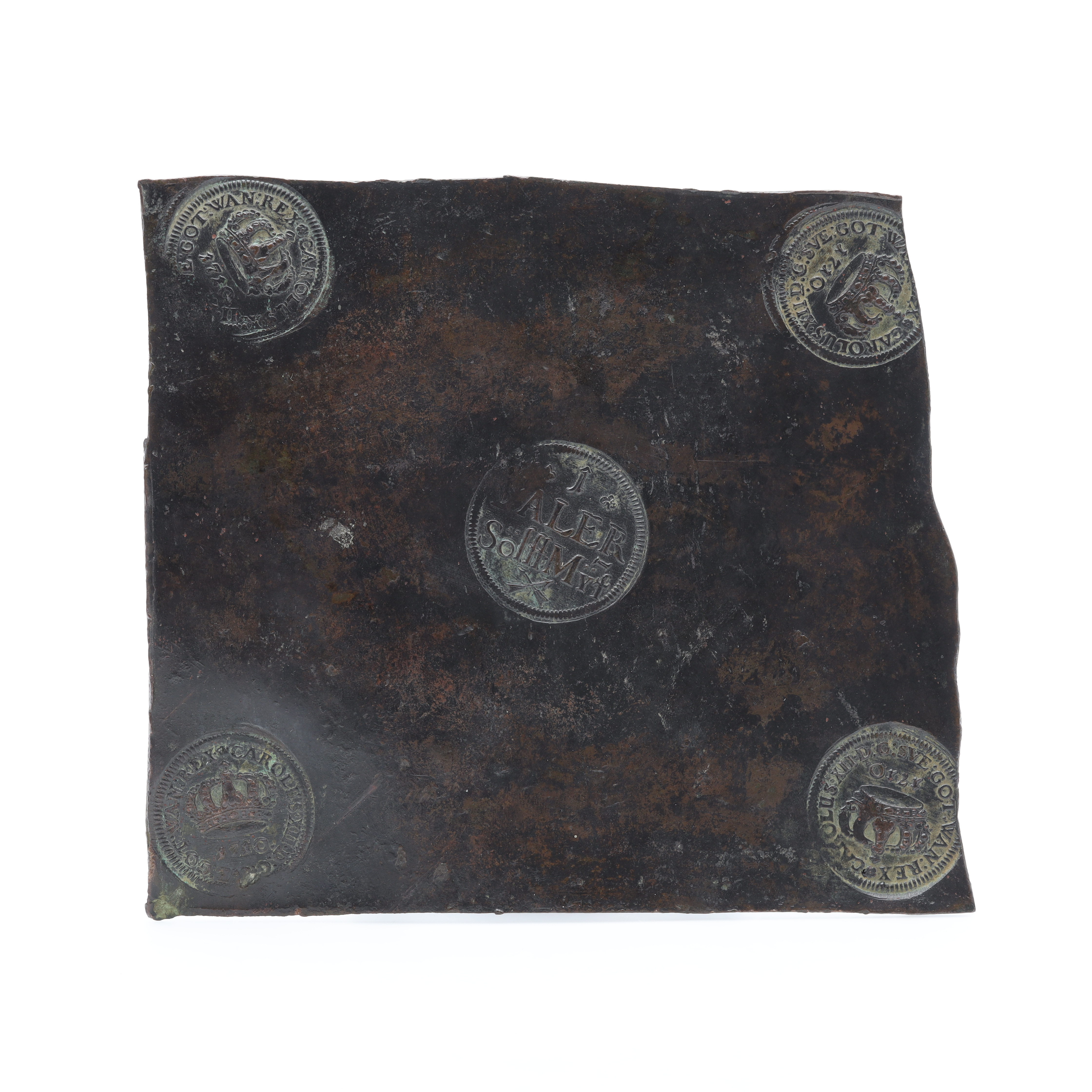 PLÅTMYNT, koppar, 1 daler silvermynt, Karl XII, Sverige, 1710.