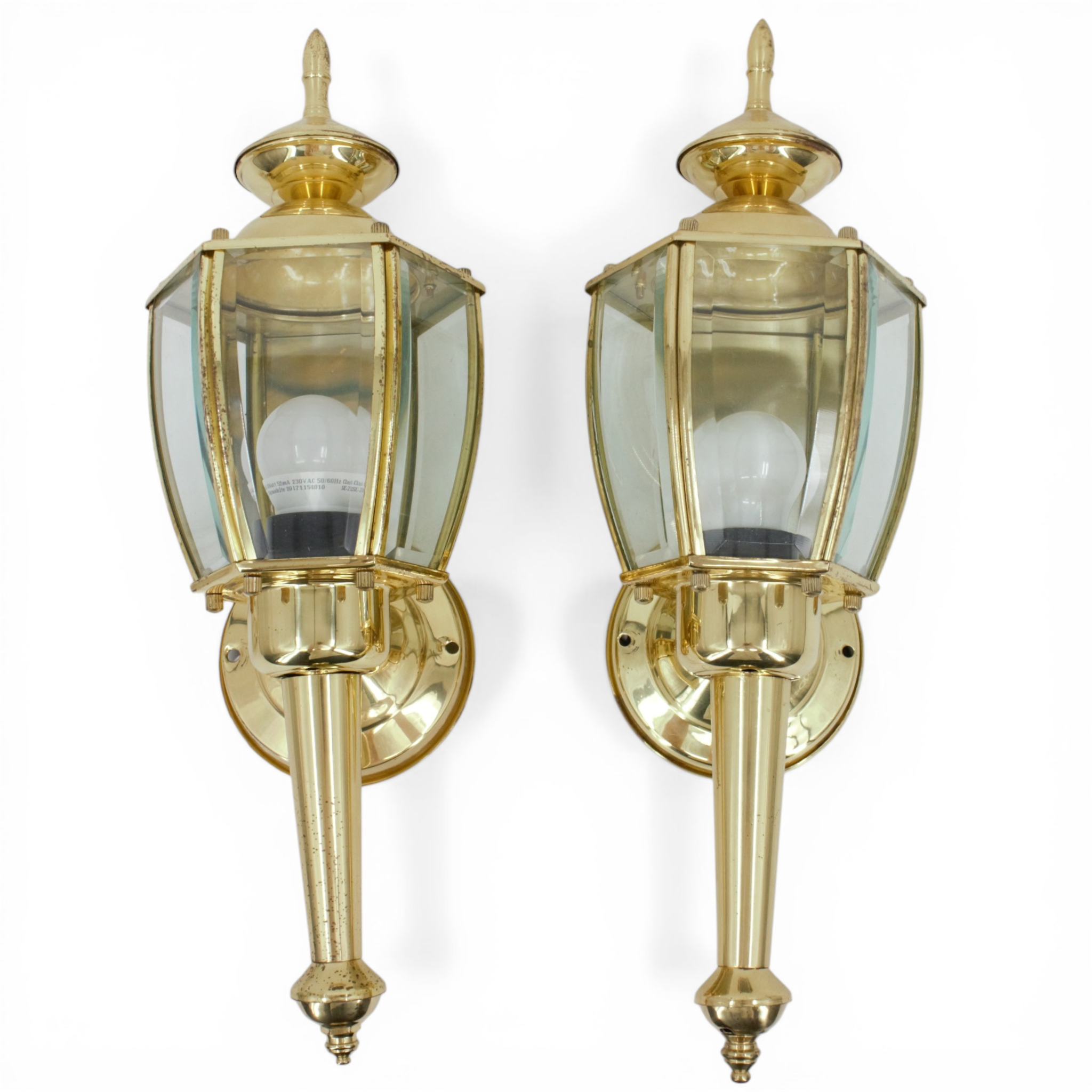 VÄGGLYKTOR, ett par, mässing, glas, Cottex, nutida.