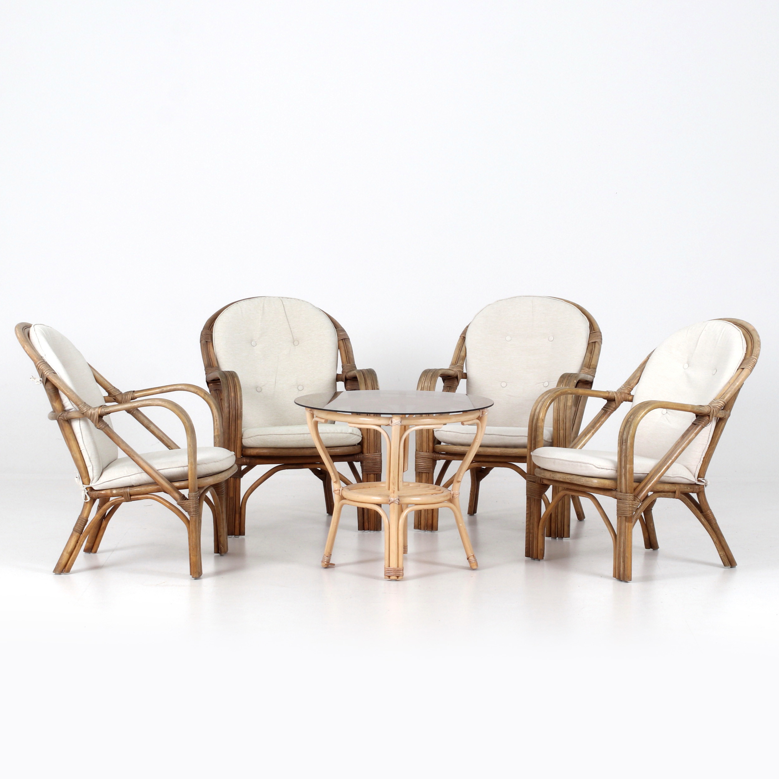 TRÄDGÅRDSGRUPP, 5 delar, bambu, rotting. Brafab, 1900-tal.