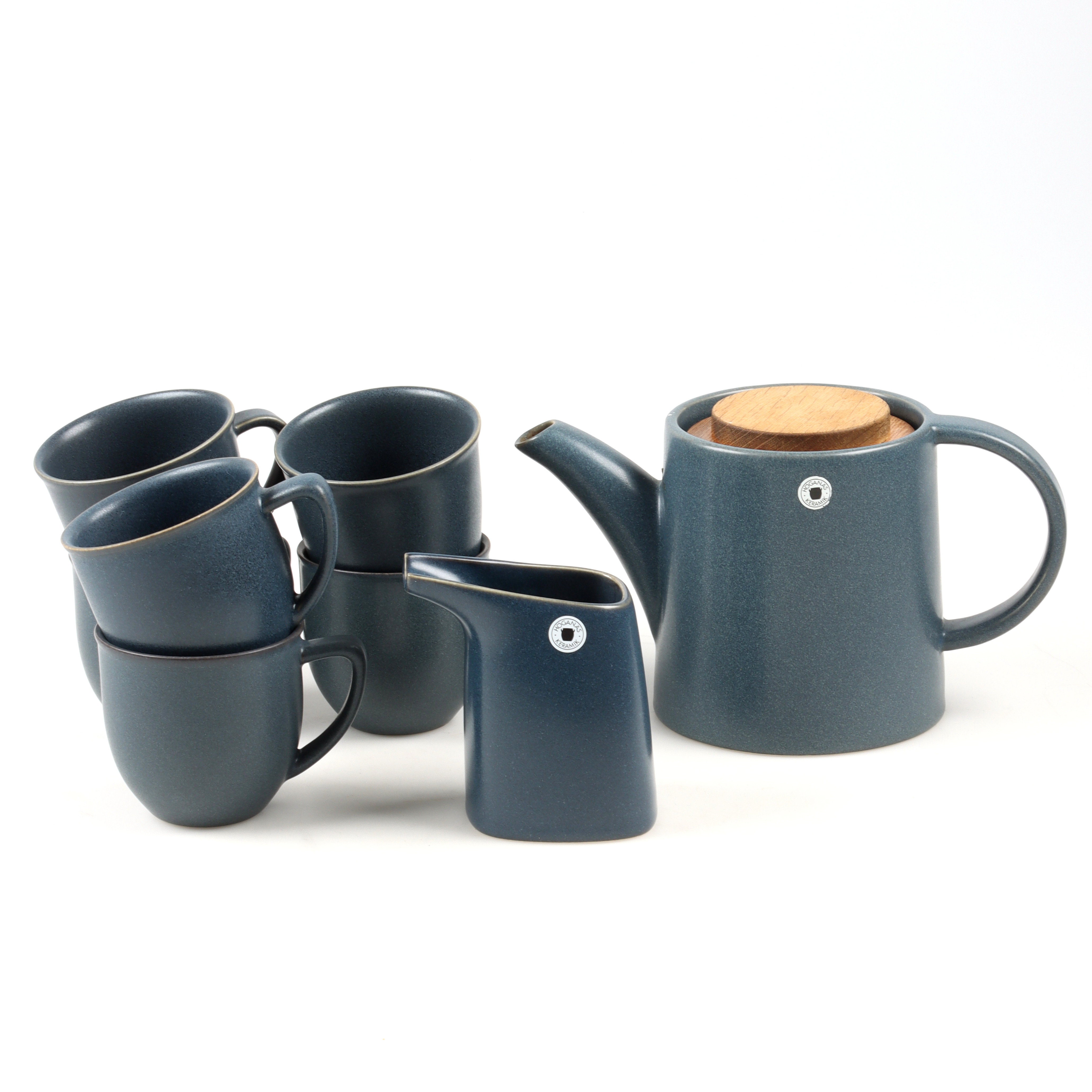 KAFFESERVISDELAR, 8 st, keramik, Höganäs, 19/2000-tal.