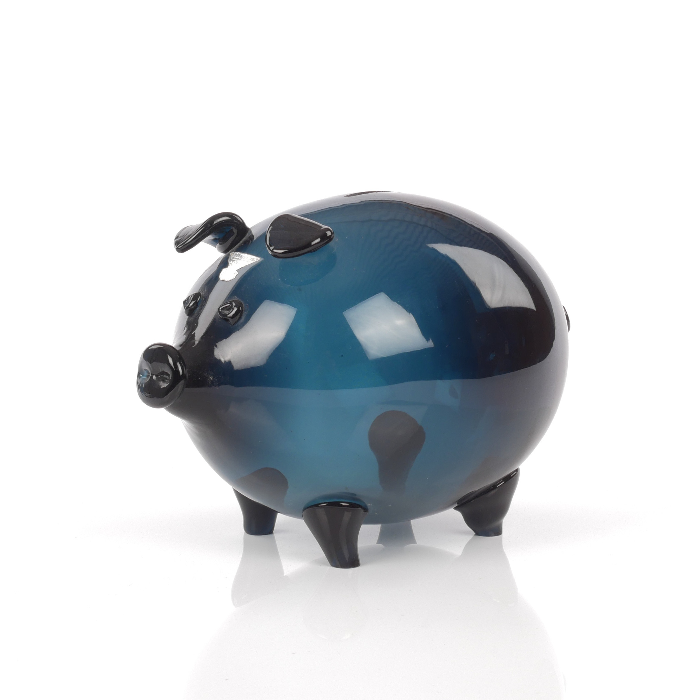 SPARBÖSSA, "Philip", blått glas, Gullaskruf, 1960-tal.