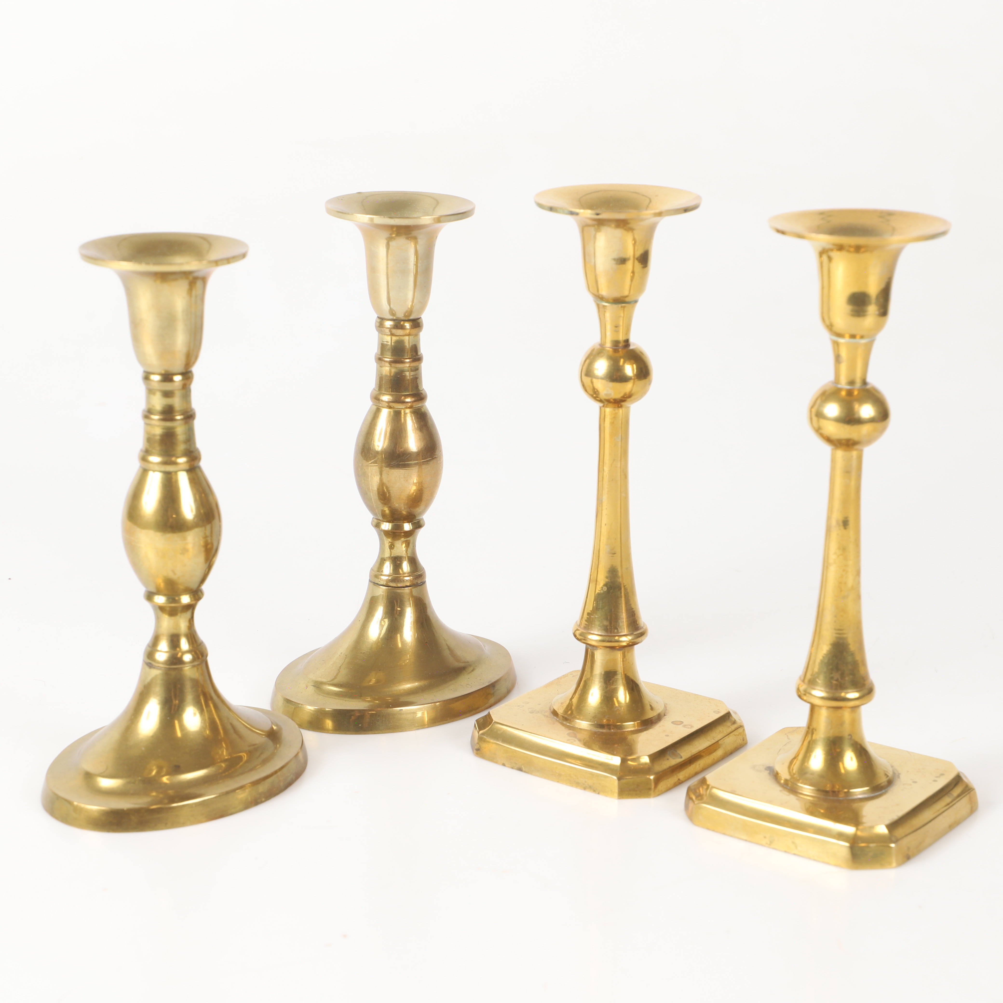 LJUSSTAKAR, 2 par, mässing, 1900-tal.