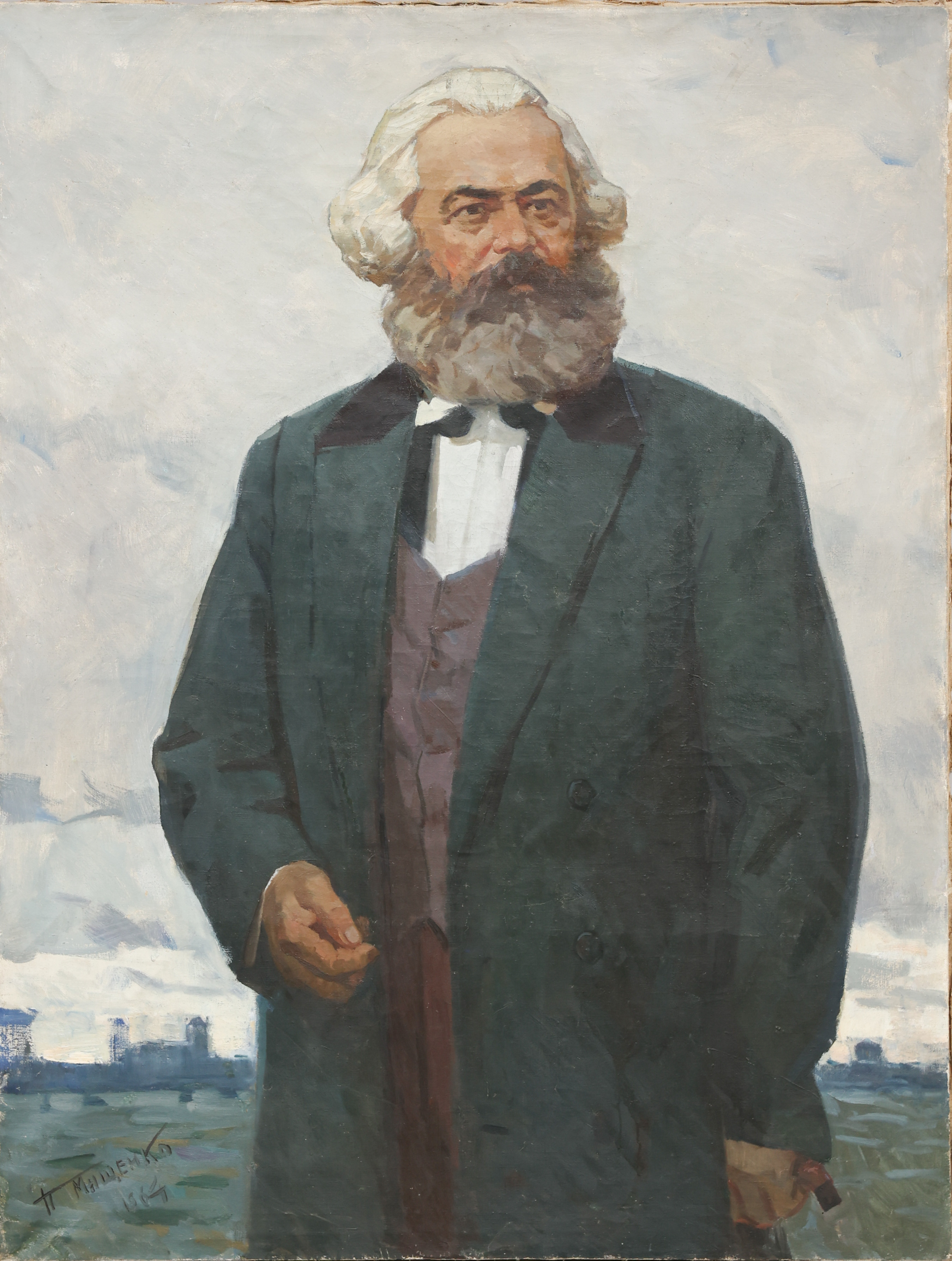 OIDENTIFIERAD KONSTNÄR. Karl Marx, olja på duk, Ryssland. signeraad och daterad 1964.
