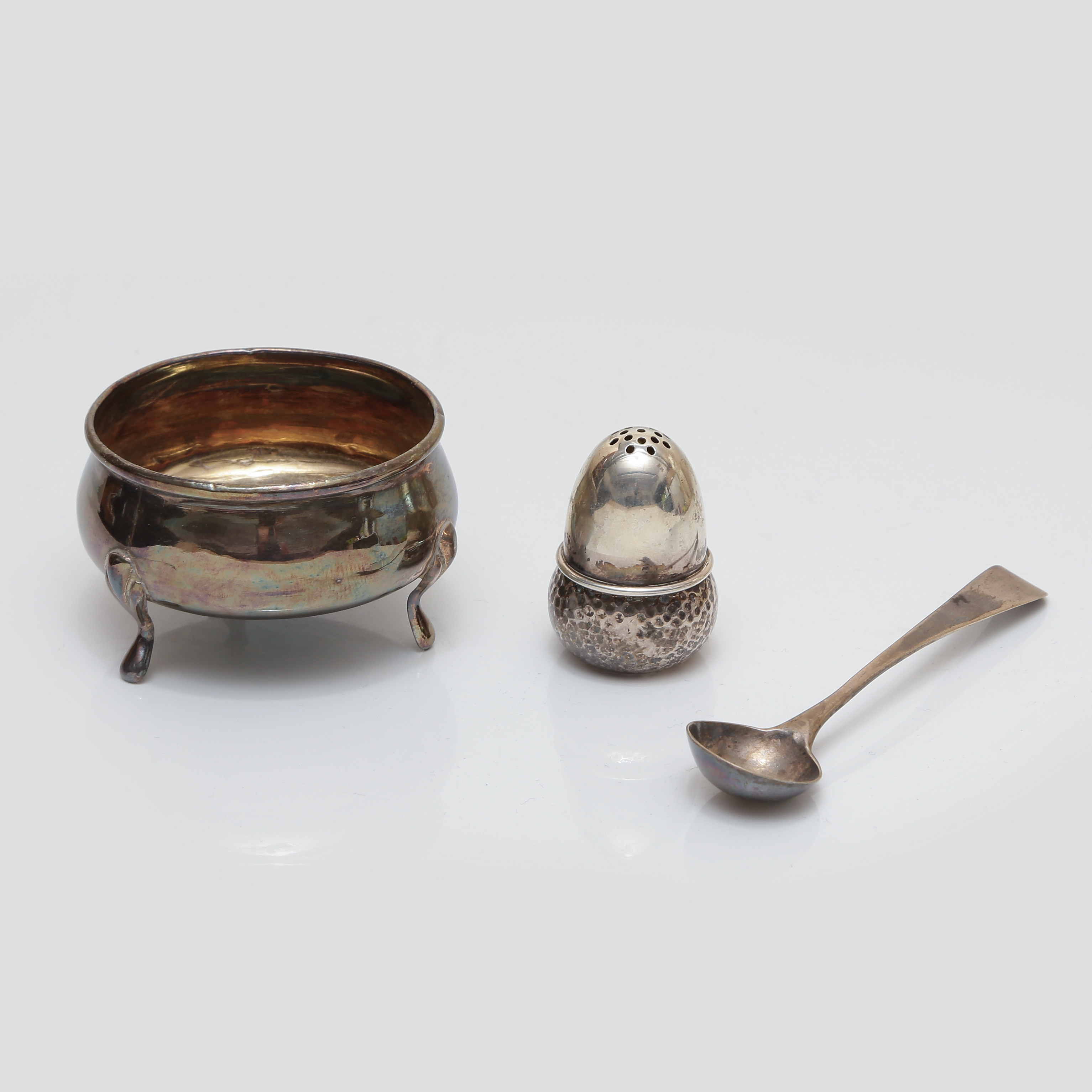 SALTKAR, SKED SAMT SALTSTRÖARE, SILVER, ENGLAND/NORGE.