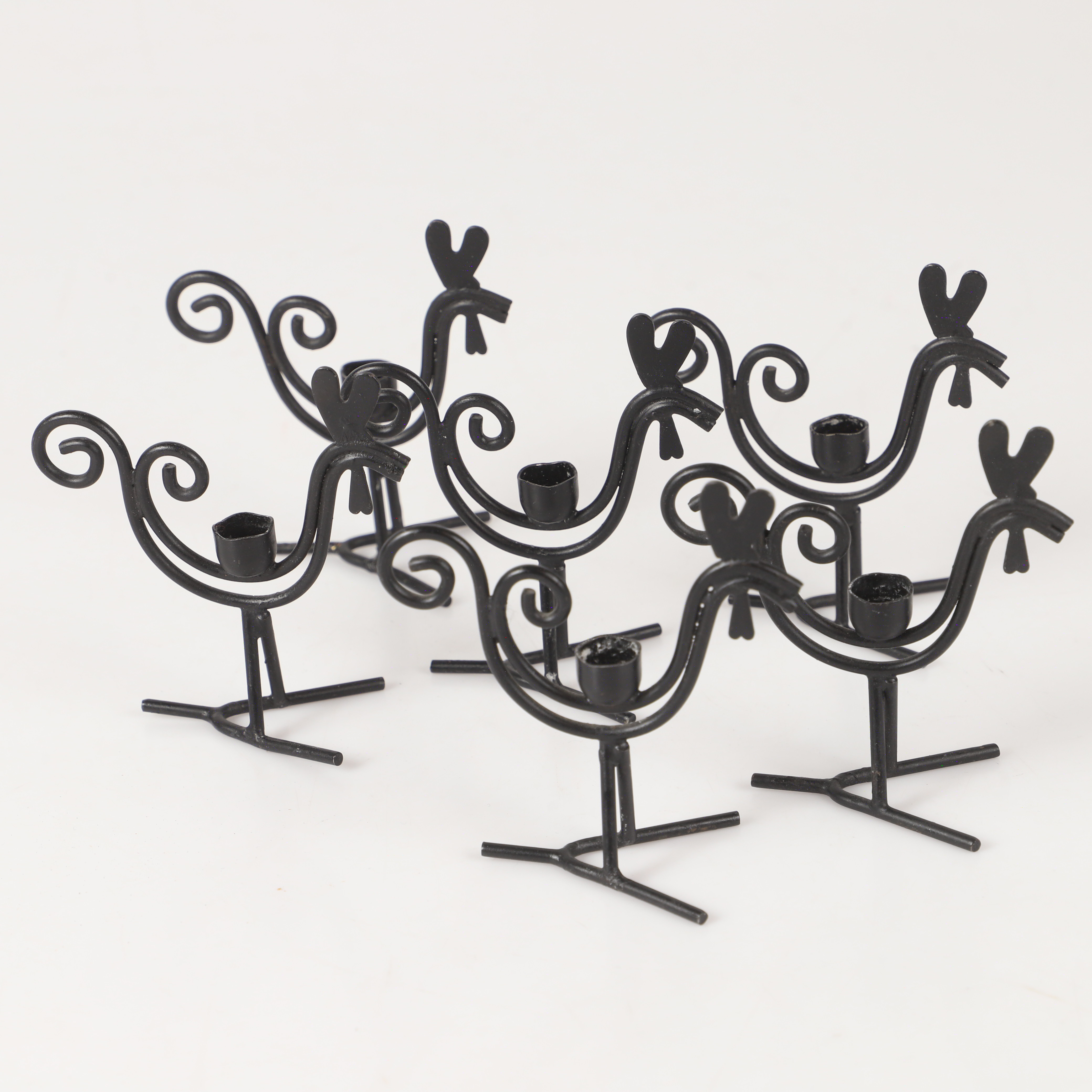 GUNNAR ANDER. Ljusstakar, 6 stycken tuppar, smide, Ystad Metall.