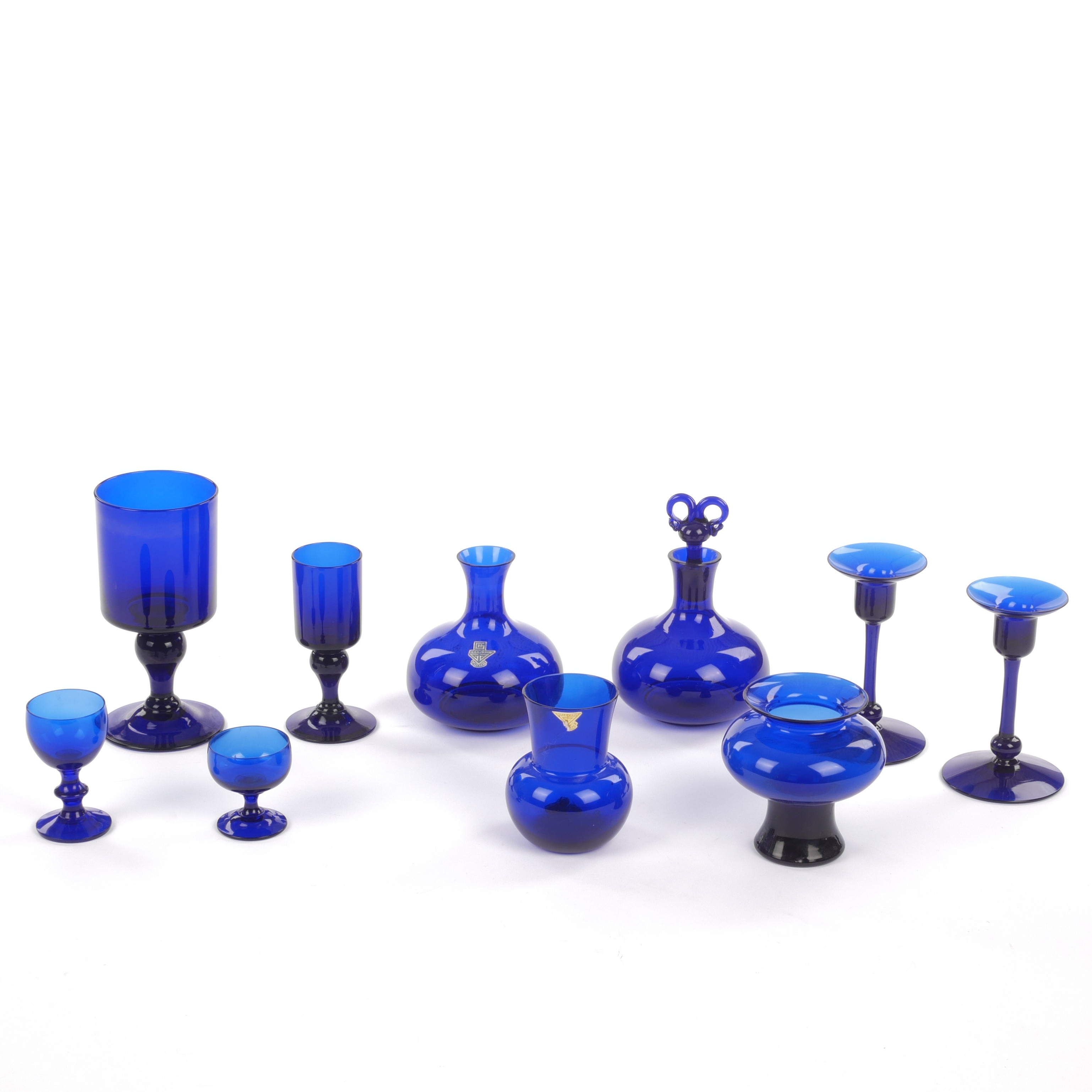 GLASSERVIS, 30 delar, blått glas, Gullaskruf.