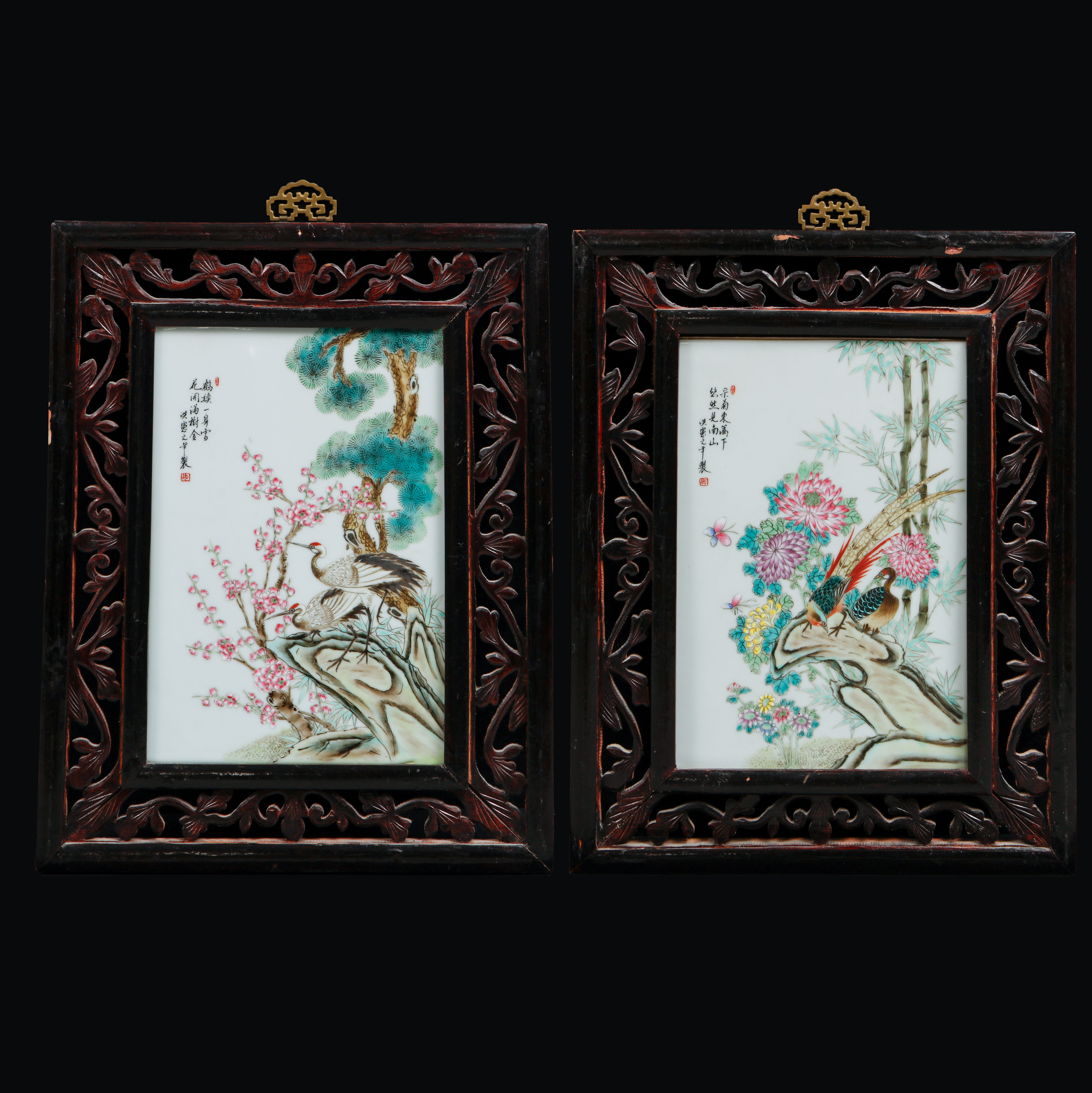 VÄGGPLAKETTER, 2 st, porslin, Kina, 1900-tal.