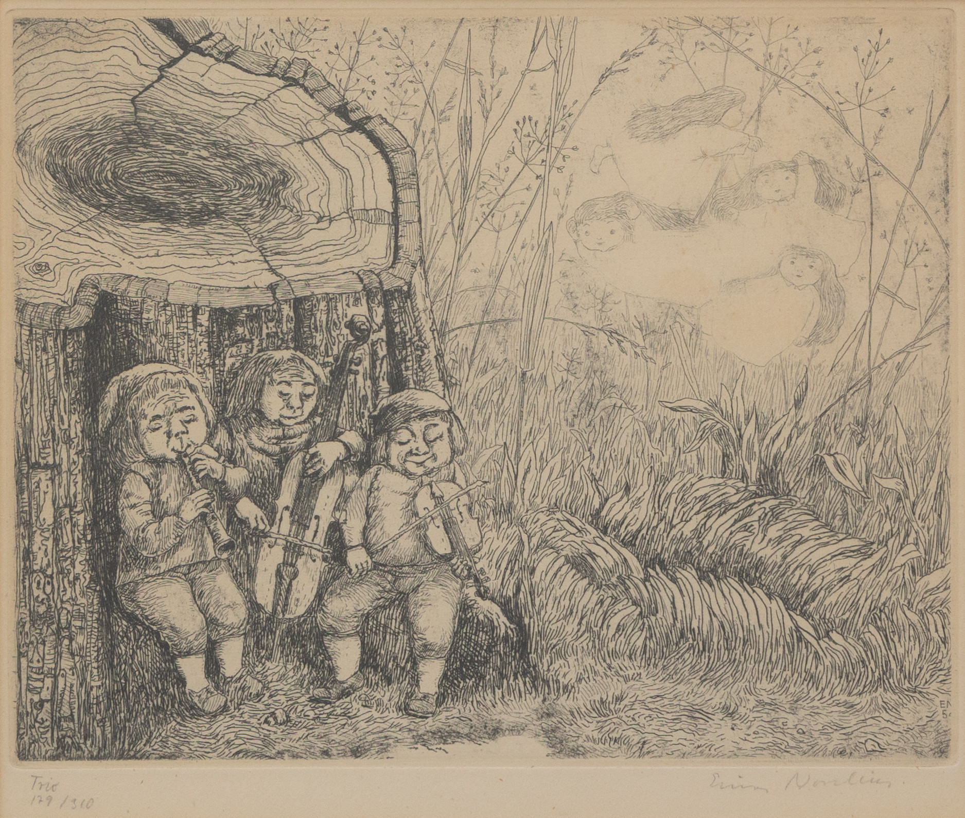 EINAR NORELIUS. "Trio", etsning nr 179/310, signerad.
