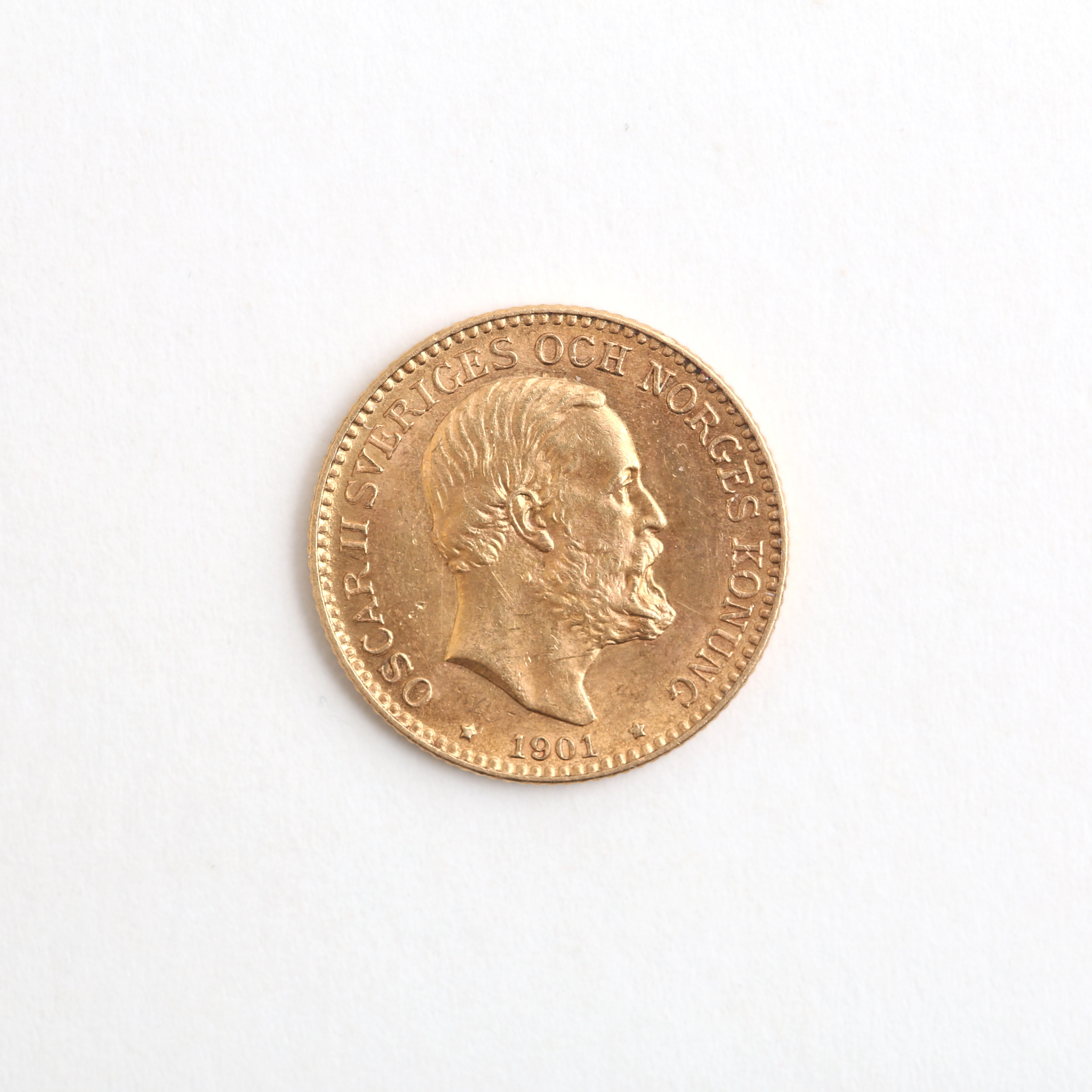 GULDMYNT, 10kr, 21,6k, Sverige 1901, vikt 4,48 gram.