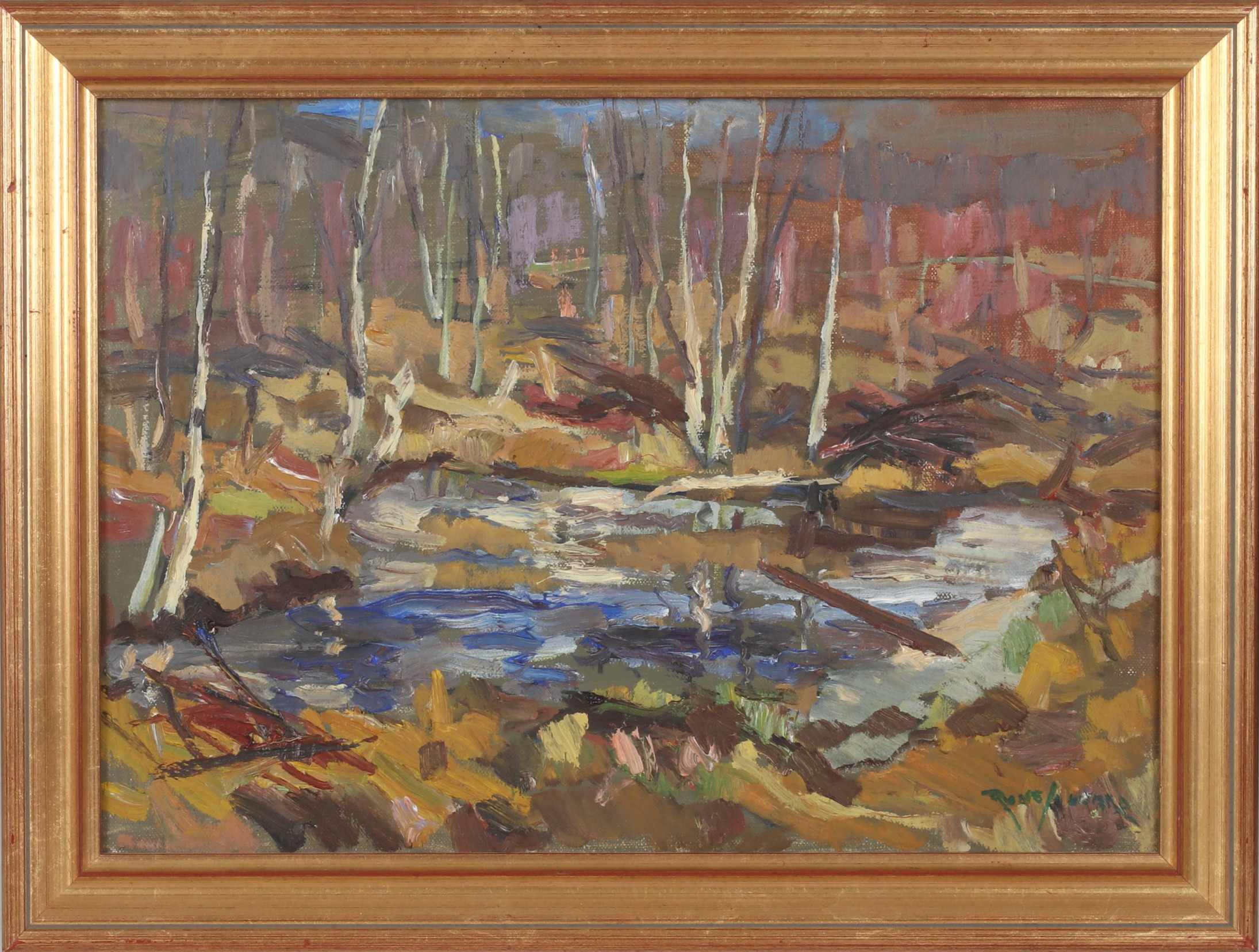 RUNE SIGVARD. Skogslandskap, olja på duk, signerad.
