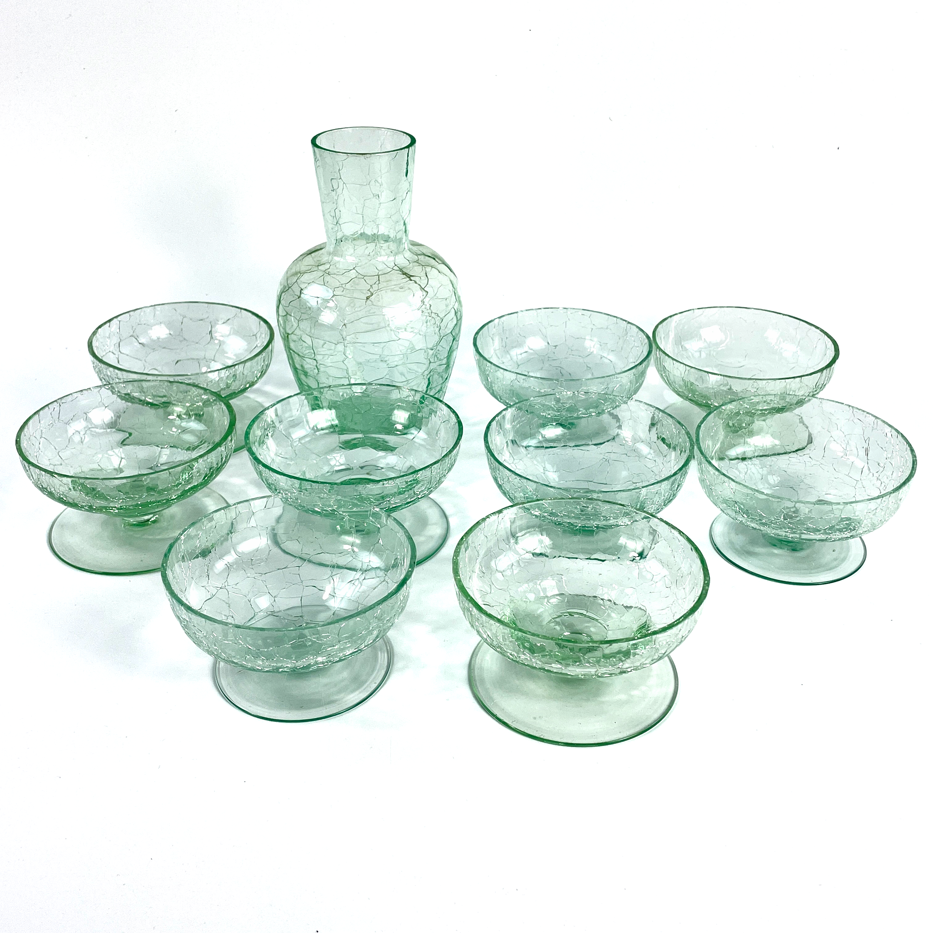 KARAFF & SKÅLAR, 10 st, s.k. "Skansenglas".