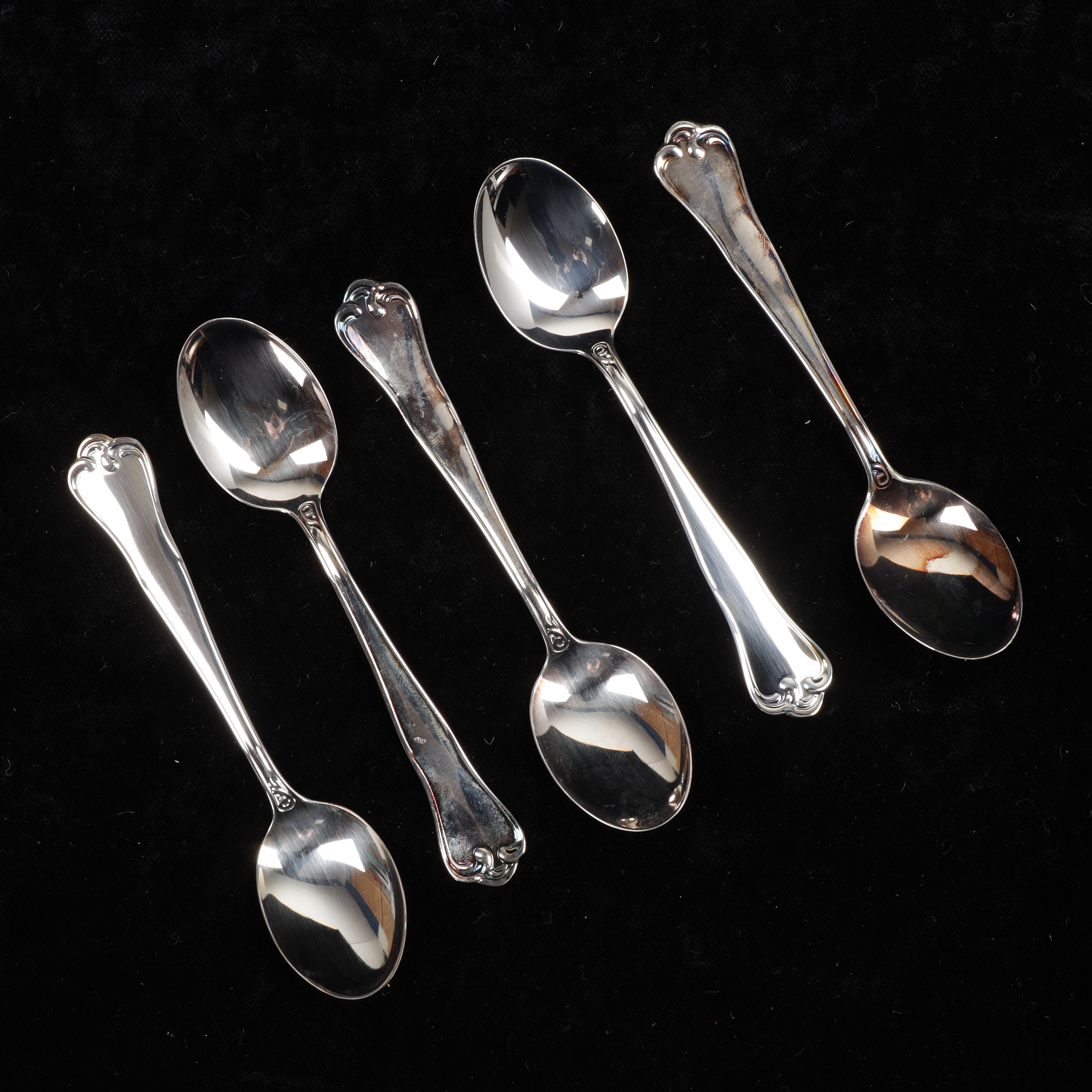 KAFFESKEDAR, 5 st, silver, "Symfoni", totalvikt 68 gram.