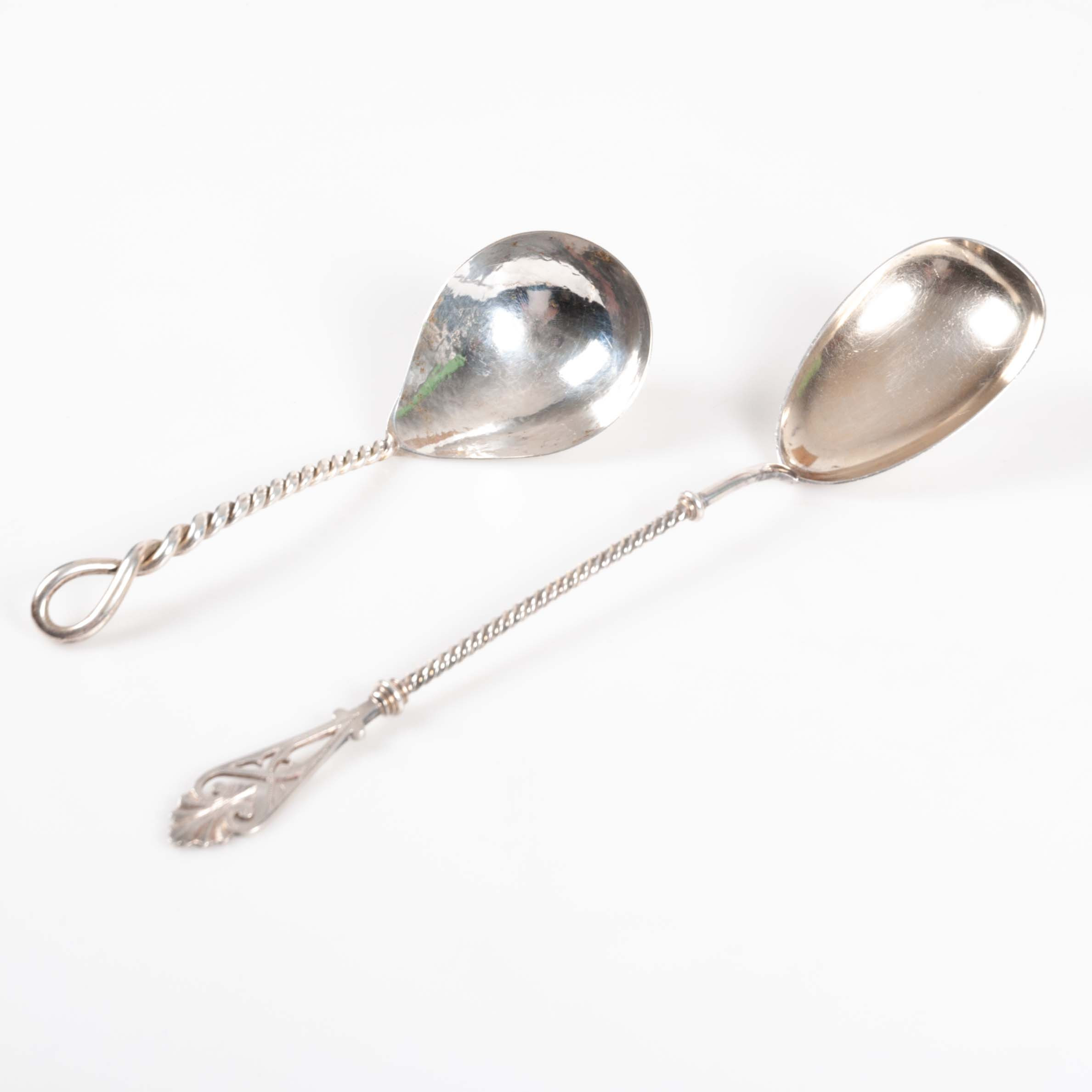 SKED SILVER. 2 st, bl.a Peder Arnesen Lie (1821–1868). Vikt ca 127 gram.