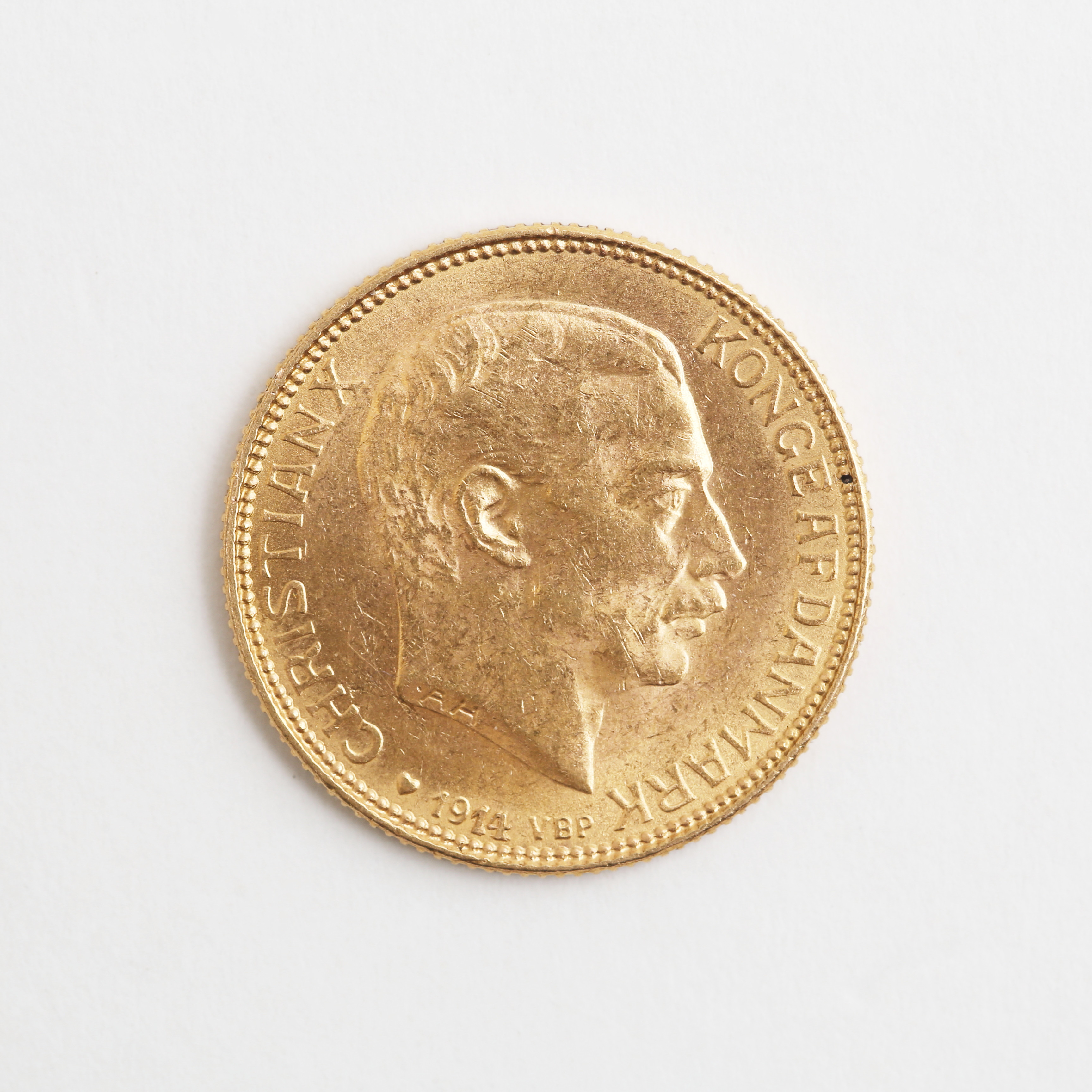 GULDMYNT, 20kr, 21,6k, Danmark 1914, 8,96 gram.