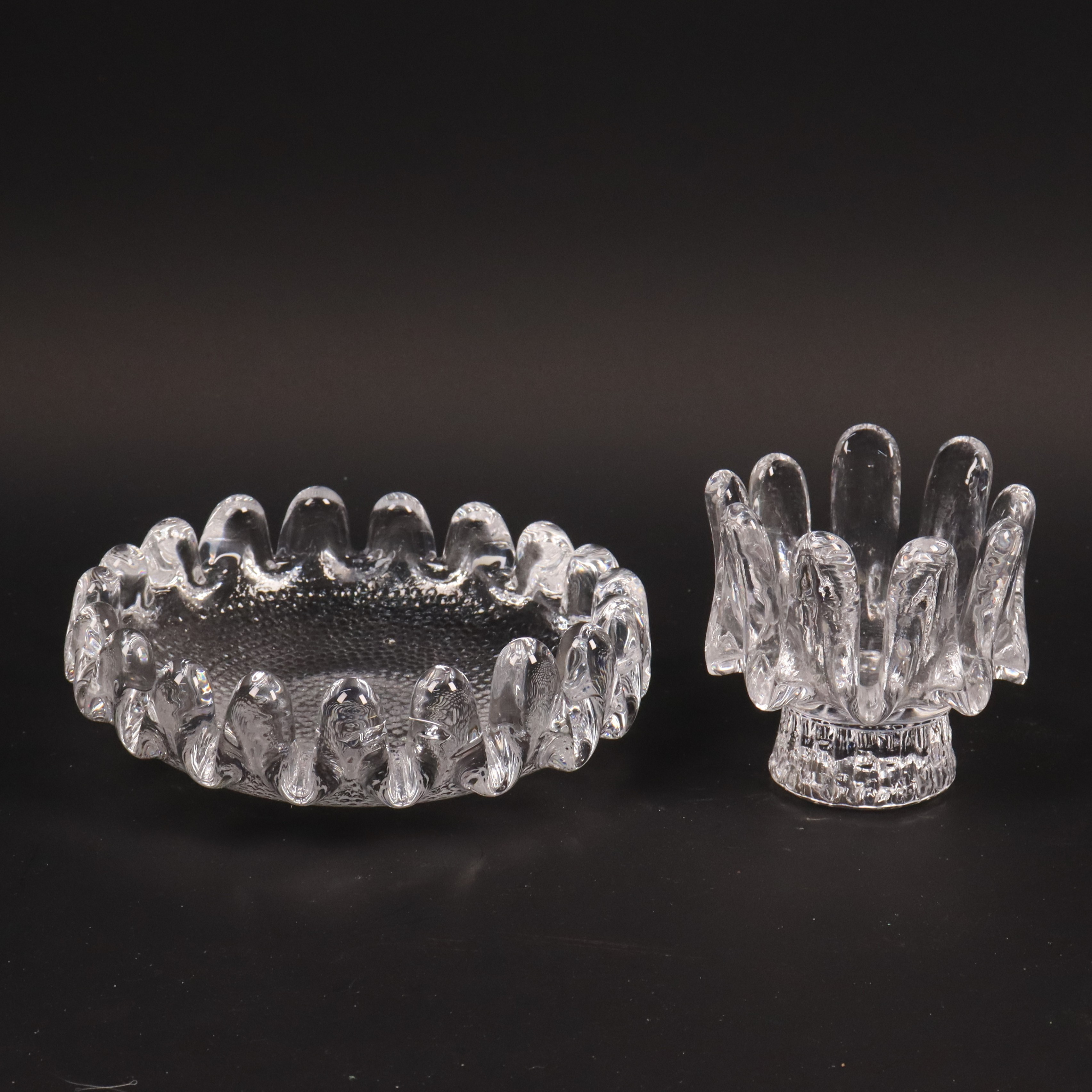 GÖRAN WÄRFF. "Sunflower", skålfat och ljuslykta i glas, 2 delar.