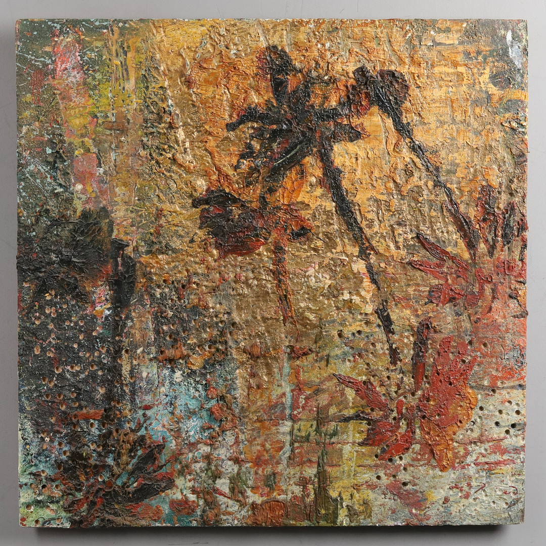 JAMES BATES. BLANDTEKNIK PÅ PANNÅ ”Hazy Dawn” samtida, signerad.