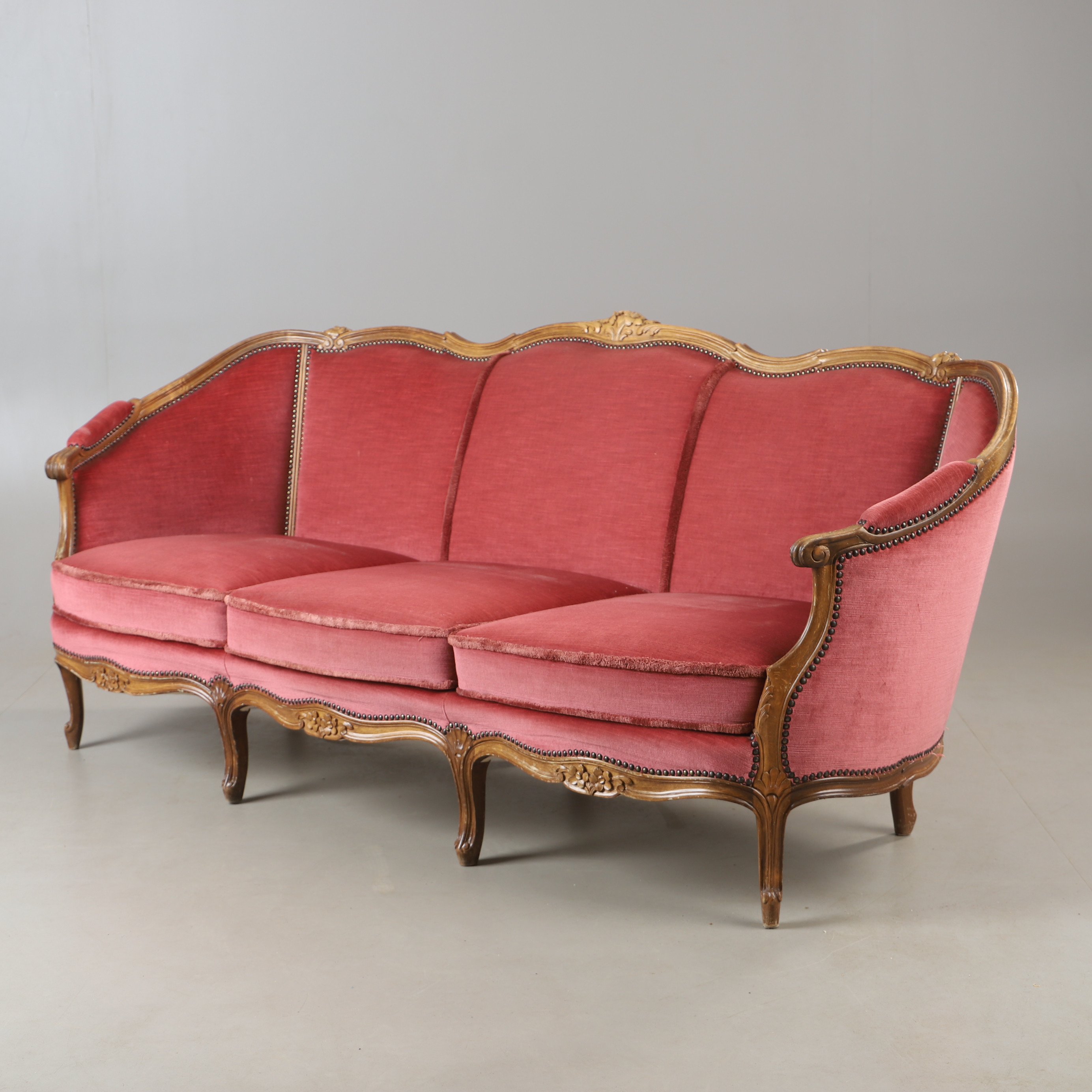 SOFFA, plyschklädsel och bok, rokokostil.