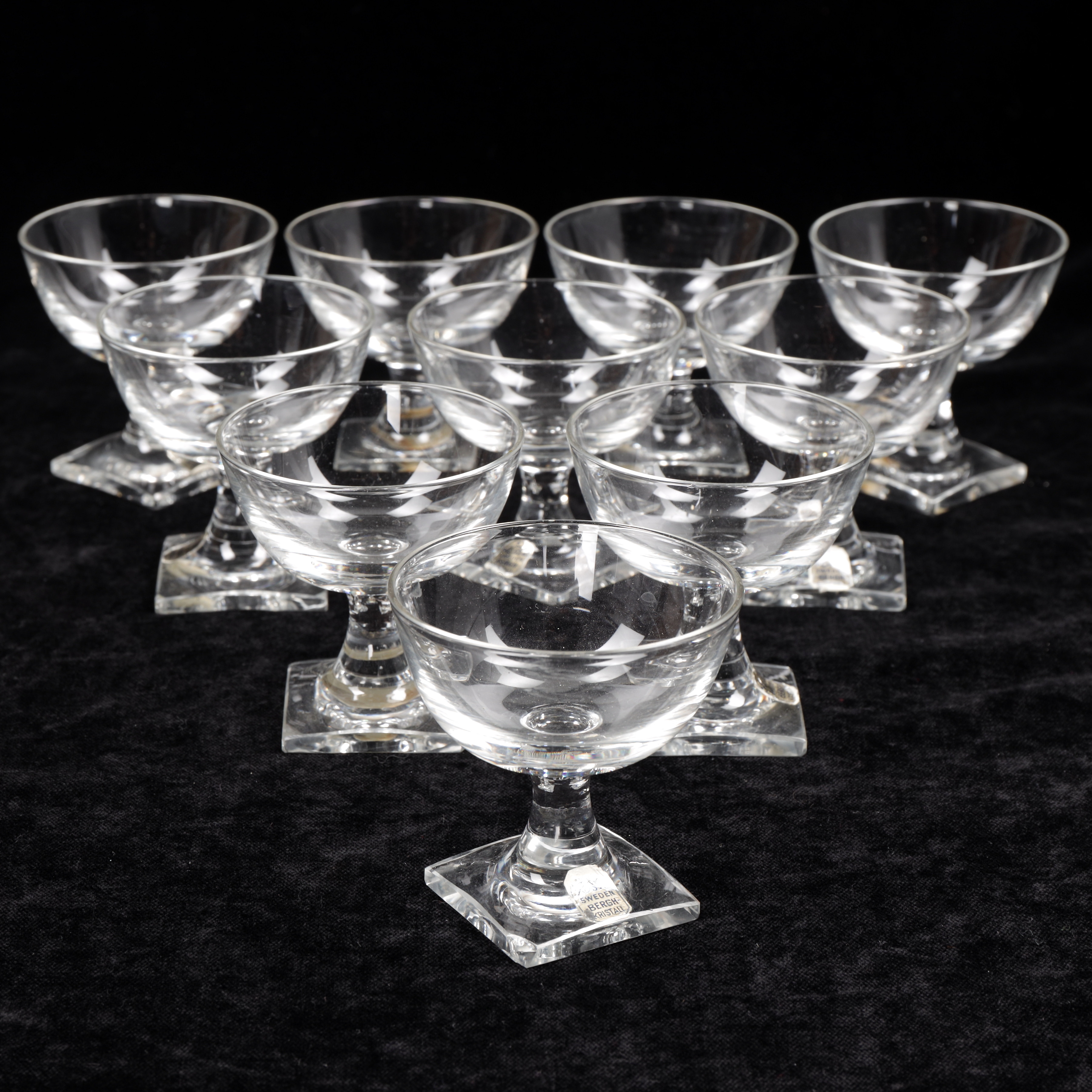 ELIS BERGH. Coupéglas, 10 st, Kosta, 1900-talets mitt.