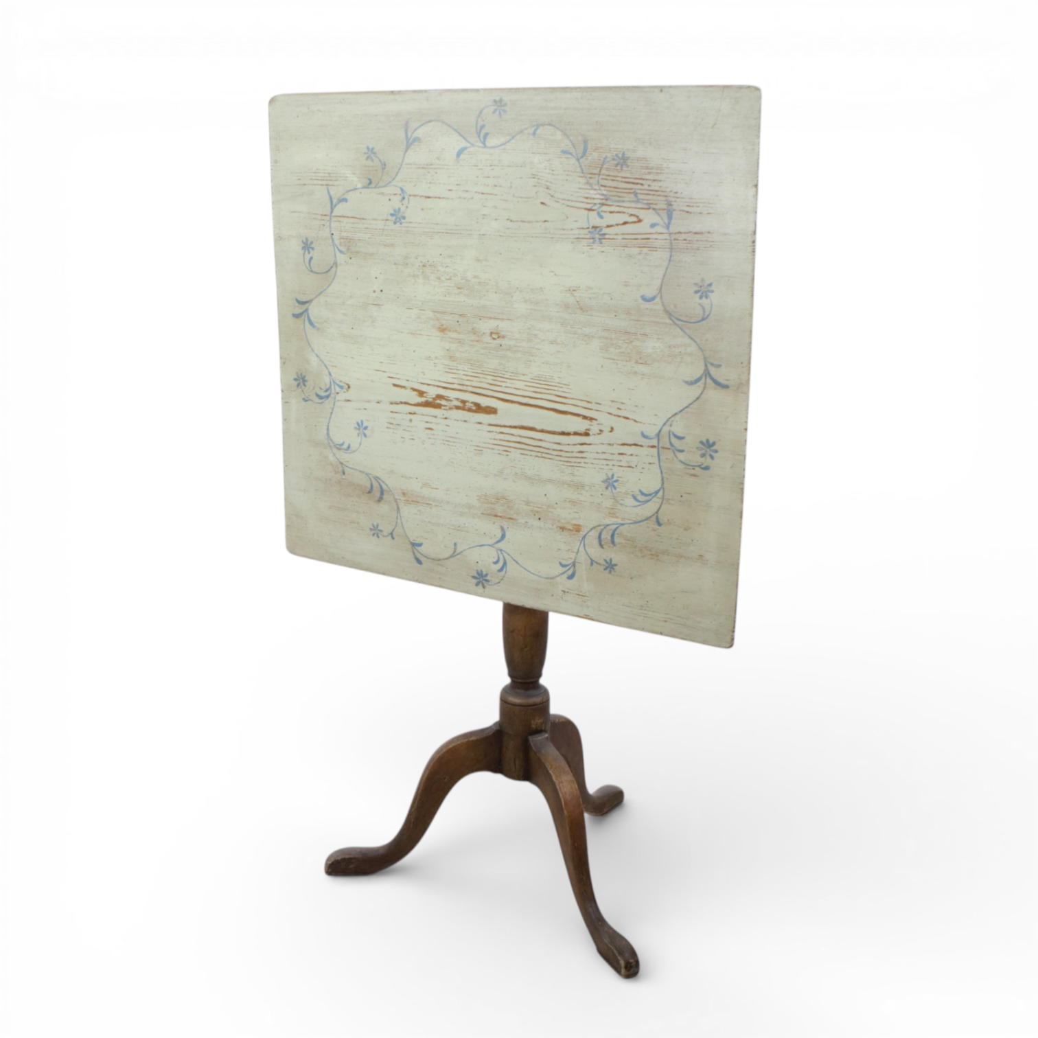 FÄLLBORD, pelarfot, bemålad bordsyta dekorerad med girlanger, 18/1900-tal.