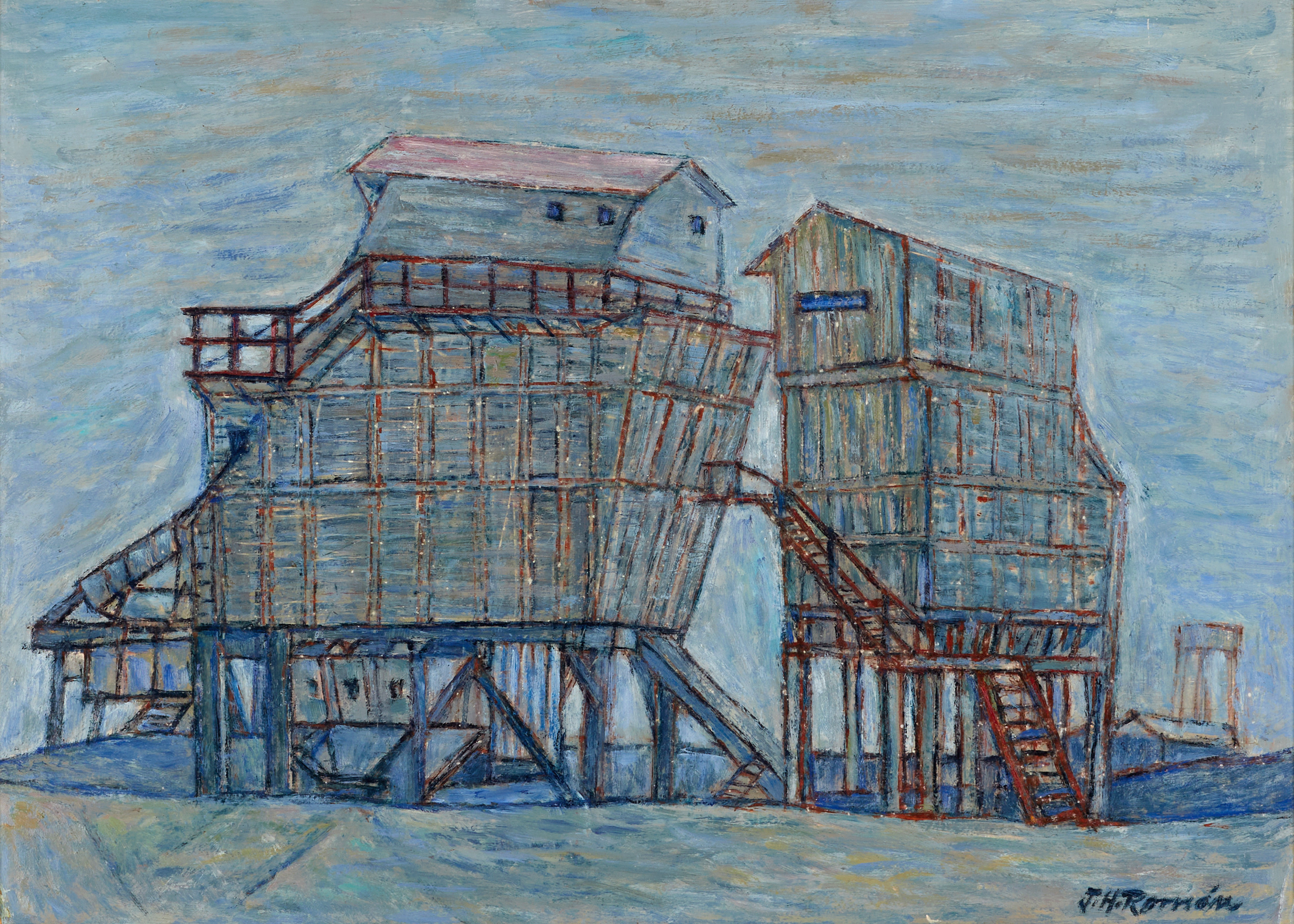 JORGE HUGO ROMÁN (Argentina, 1925-2004). "Mar del Plaza", signerad, daterad a tergo 1960, olja på pannå.