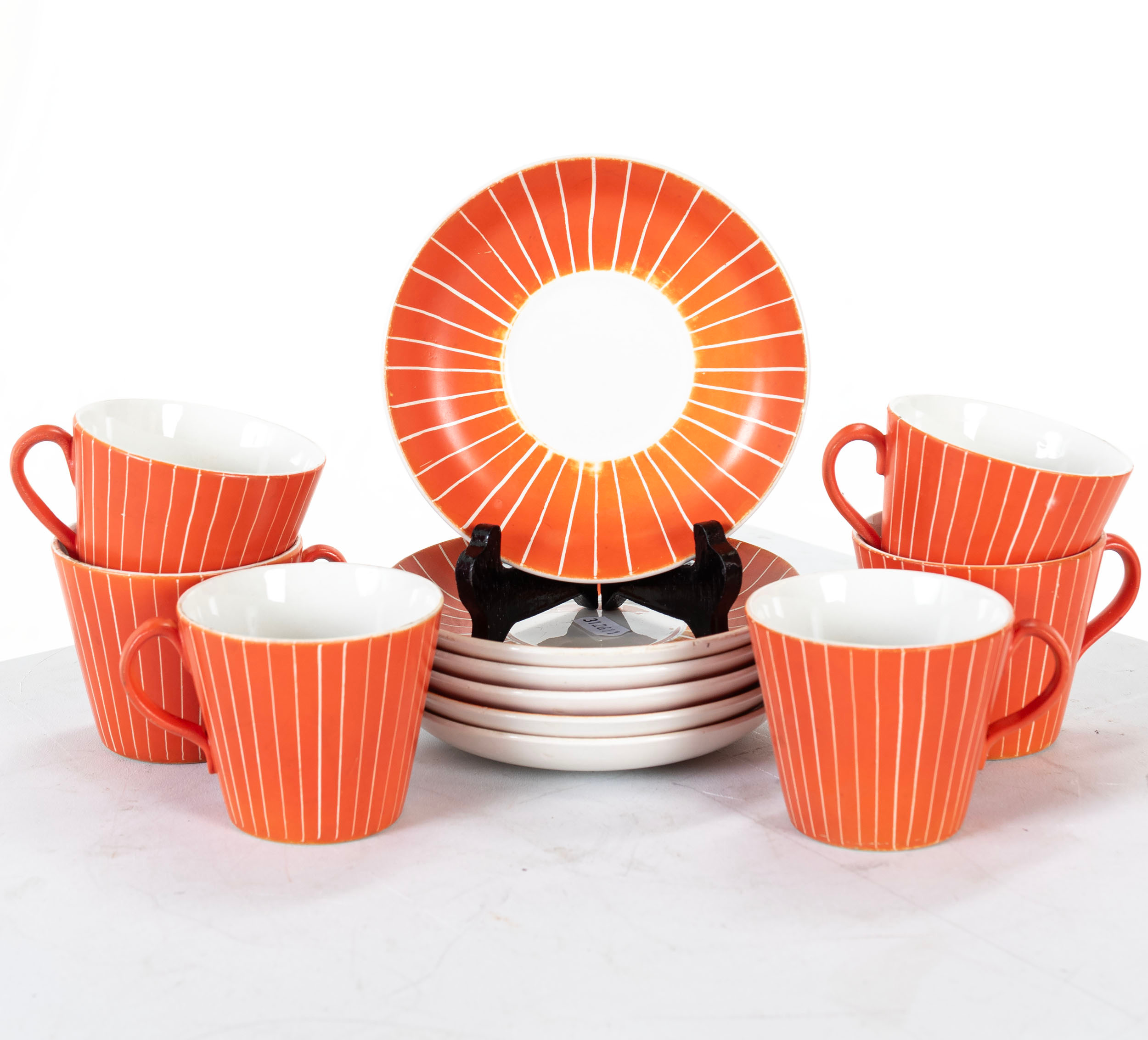 HELMER RINGSTRÖM. Kaffegods, 6 par, "Zenit", Gefle Porslinsfabrik, omkring 1900-talets mitt.