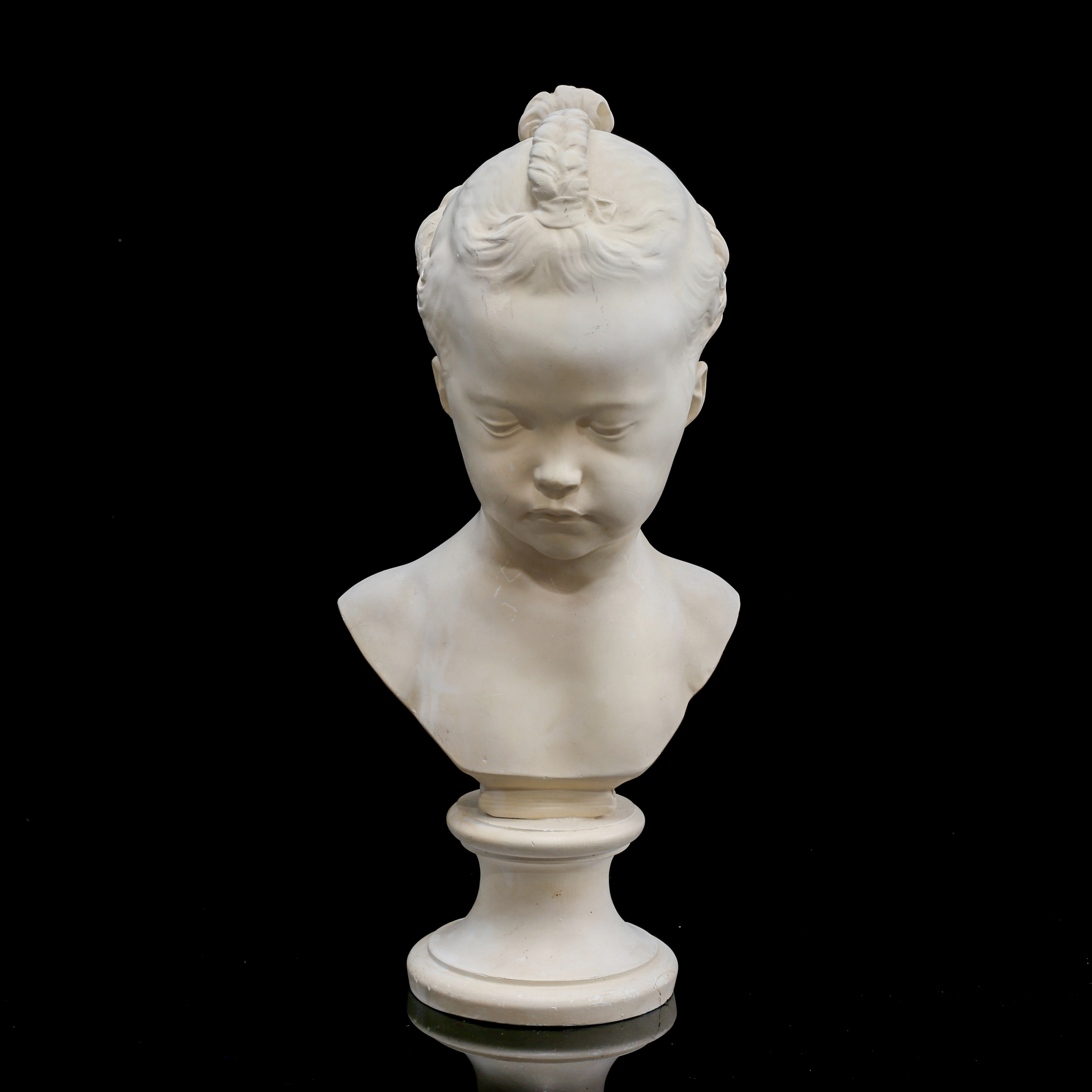 JACQUES FRANÇOIS JOSEPH SALY. EFTER. Byst, flicka med flätor, gips, signerad Saly.