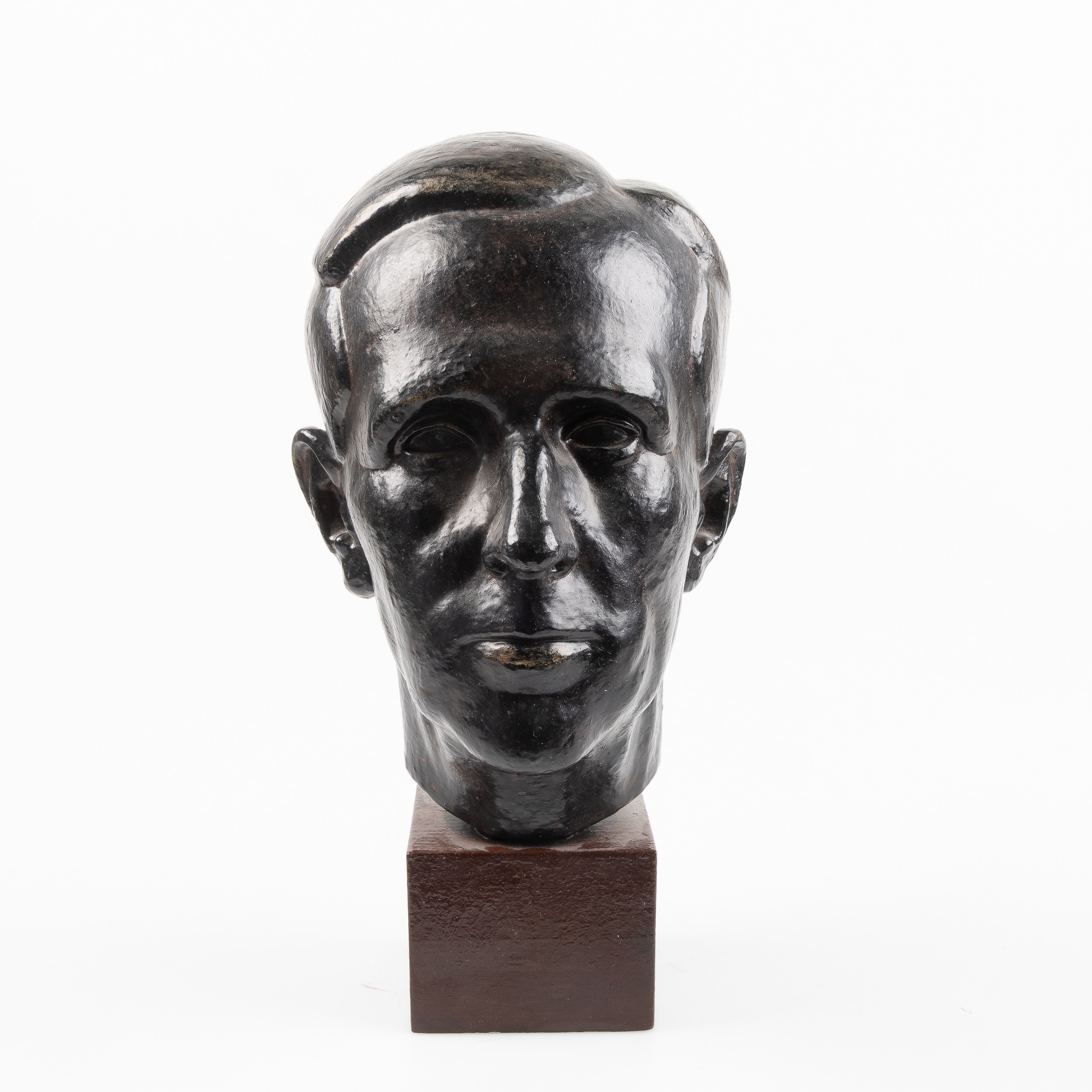 JONAS FRÖDING. Byst, bronspatinerad terrakotta, signerad J Fröding.