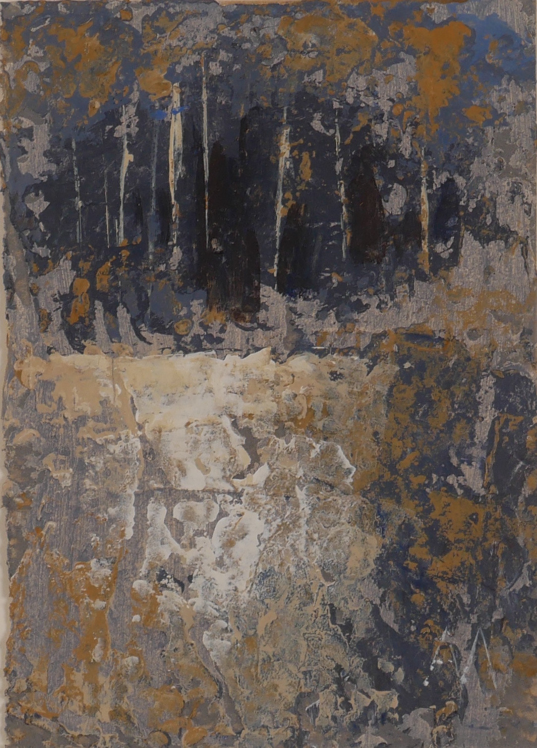 ALLAN MADSEN. "Trees", olja på papper, monogramsignerad AM.