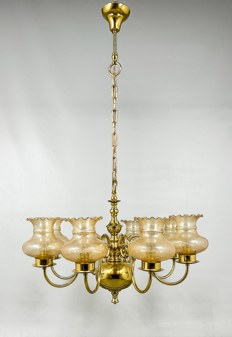 LJUSKRONA, Mässing, glaskupor, Bollings Gränna, 1900-tal.