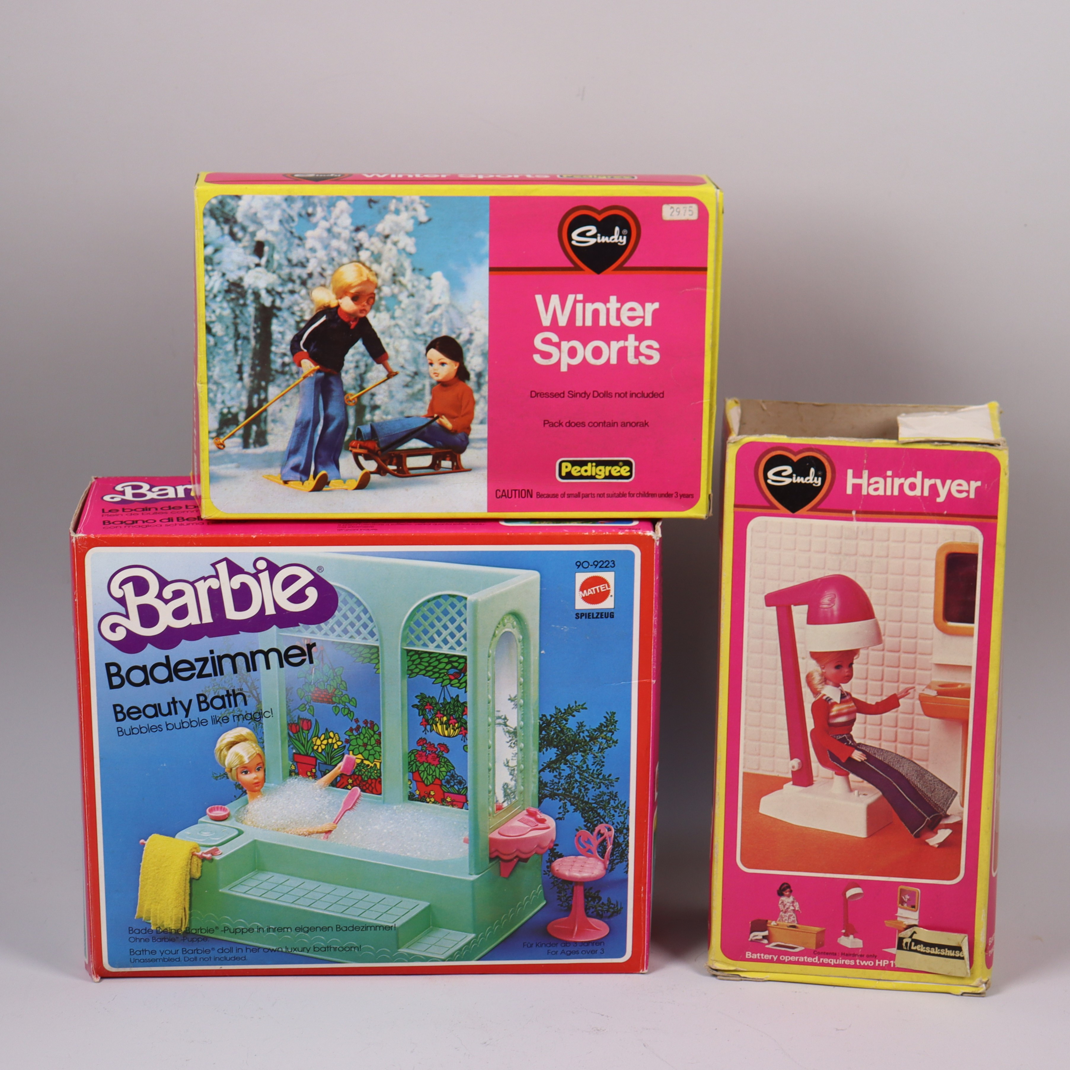 BARBIE & CINDY, Beauty Bath, Wintersports samt Hairdryer, 3 delar.