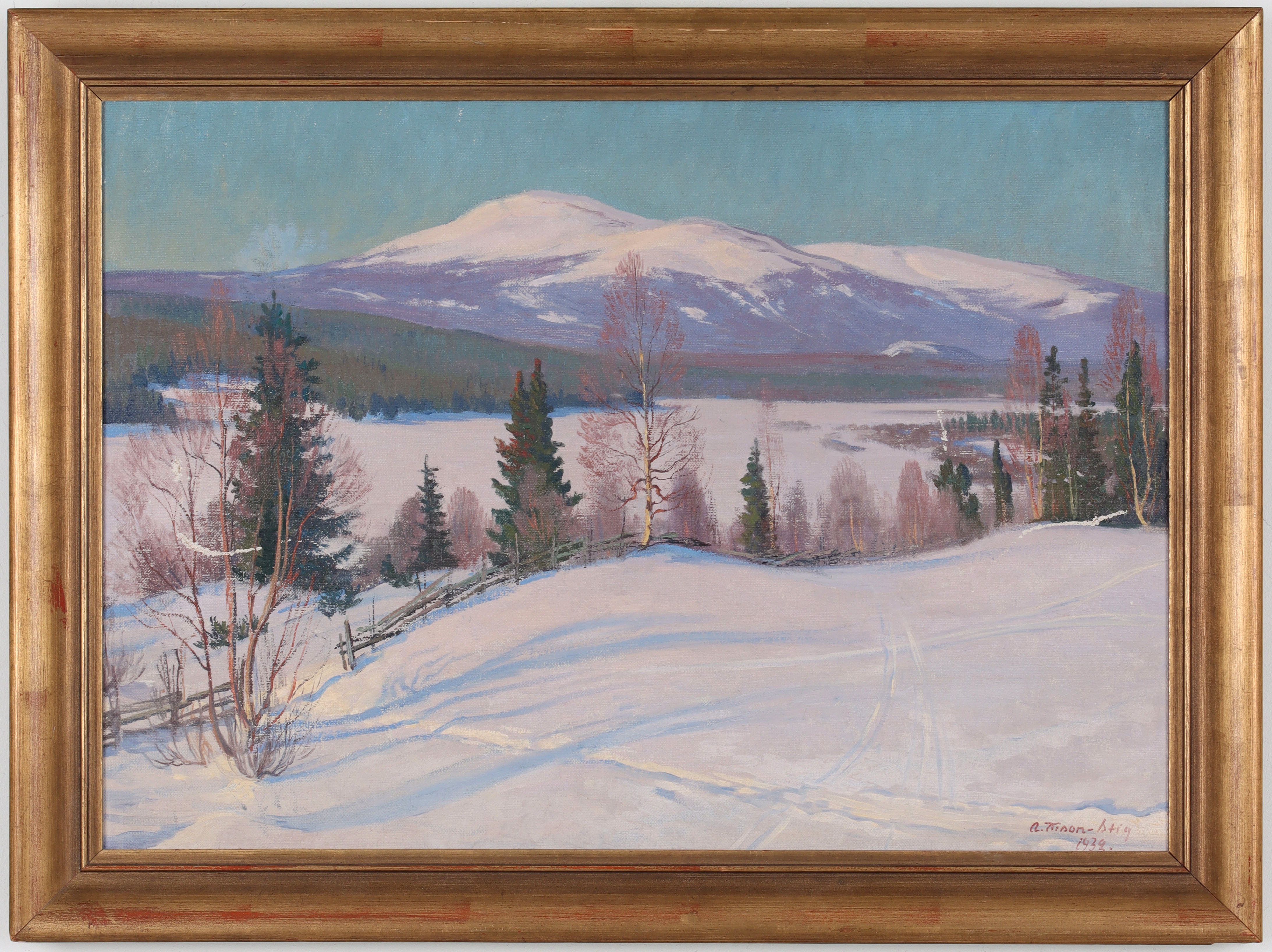 ANTE KARLSSON-STIG. "Marsdag Undersåker", olja på duk, signerad och daterad 1932.