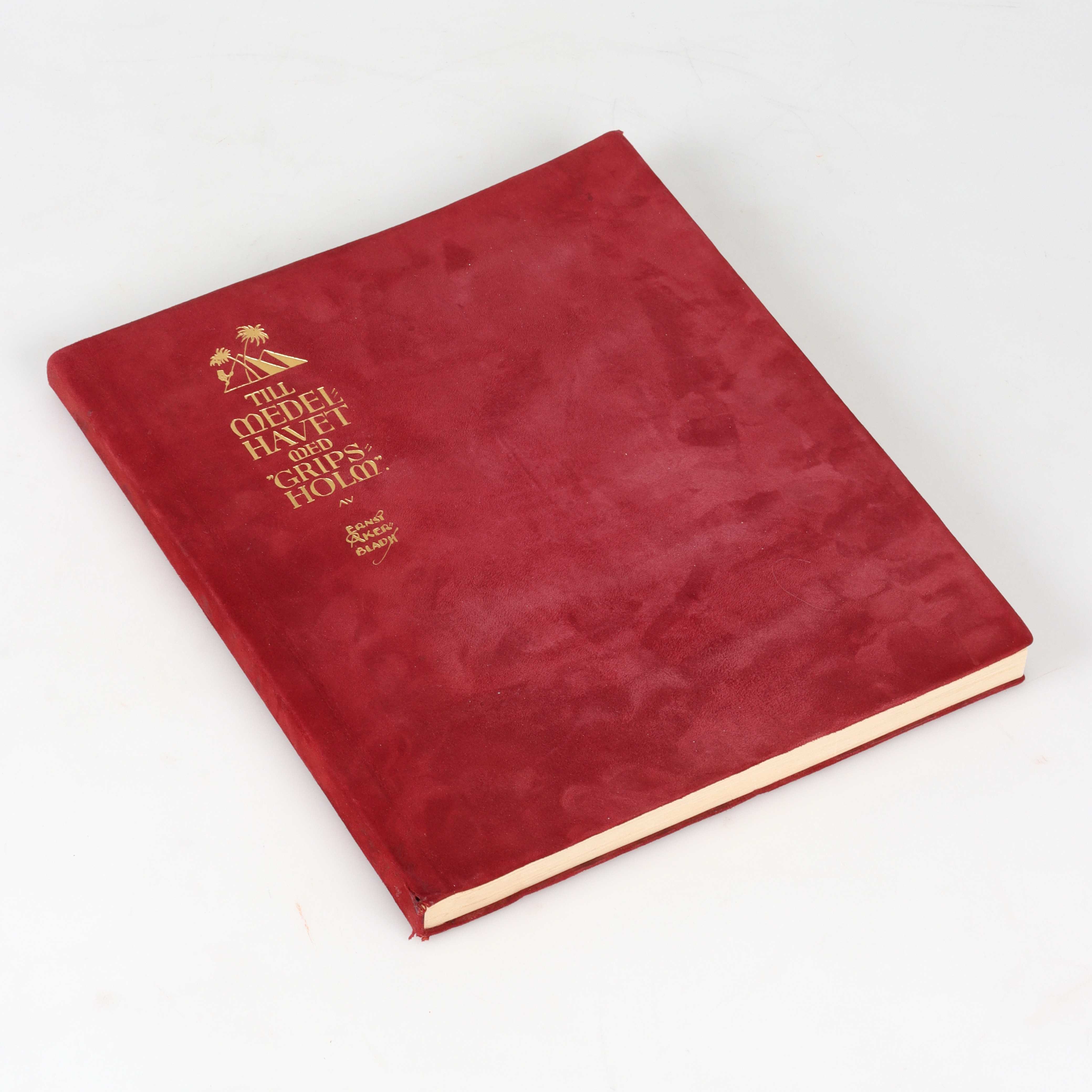 ERNST ÅKERBLADH. Bok, "Till Medelhaver med Gripsholm 1928", bibliografiupplaga nr. 21/100, signerad, Eget förlag.