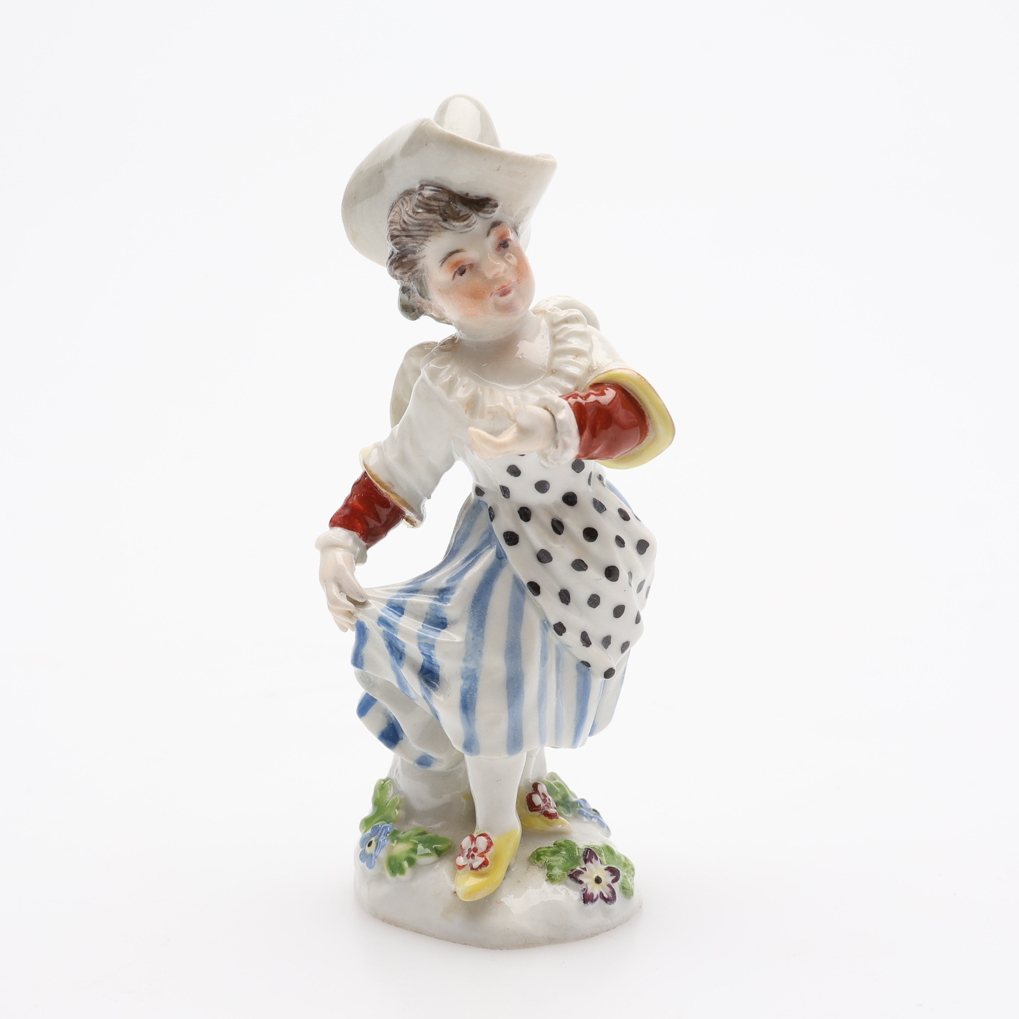 MICHEL VICTOR ACIER. FIGURIN, PORSLIN, MODELL 13X, UR KLEINE VERKLEIDETE AMORETTEN, MEISSEN, 1800-TALETS SLUT.
