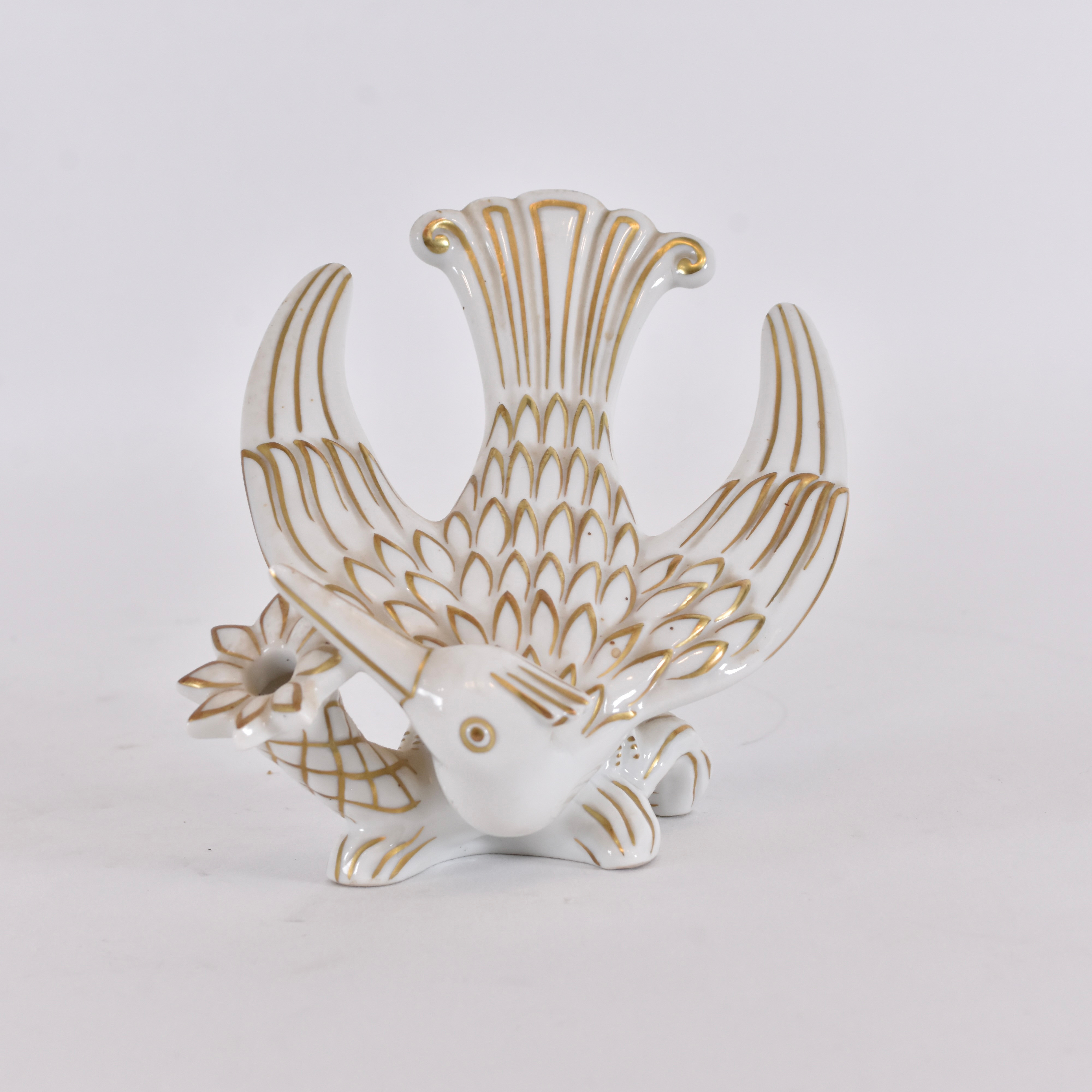 GUNNAR NYLUND. figurin, delvis förgyllt porslin,Paradisfågel.