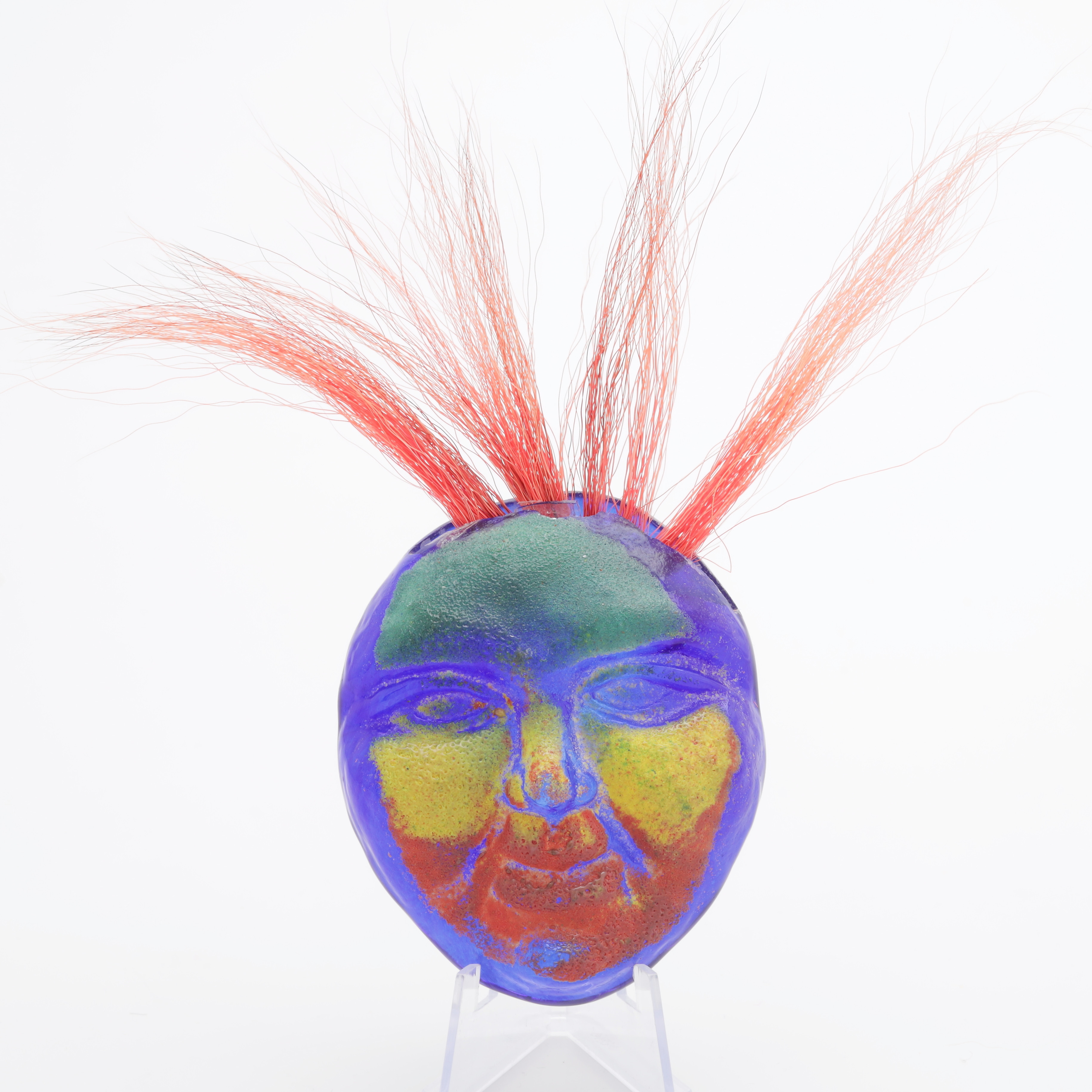 KJELL ENGMAN. Väggskulptur, ansikte, Kosta Boda, signerad.