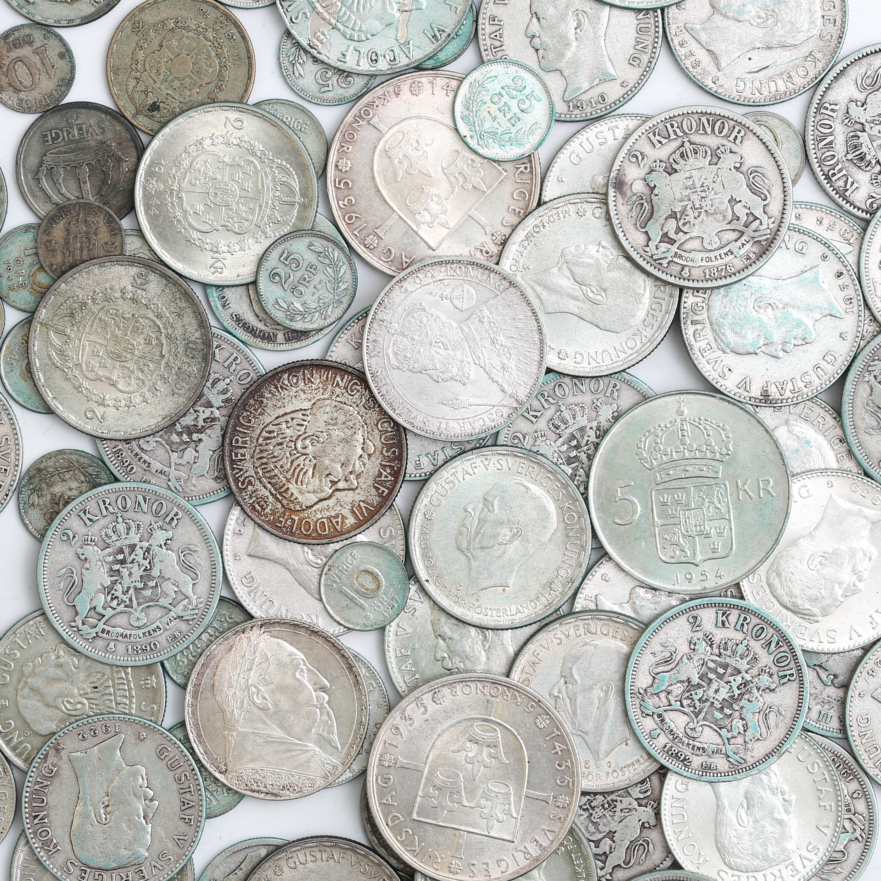 SILVERMYNT, 165st, Sverige 1800/1900-tal, finvikt 1234 gram.