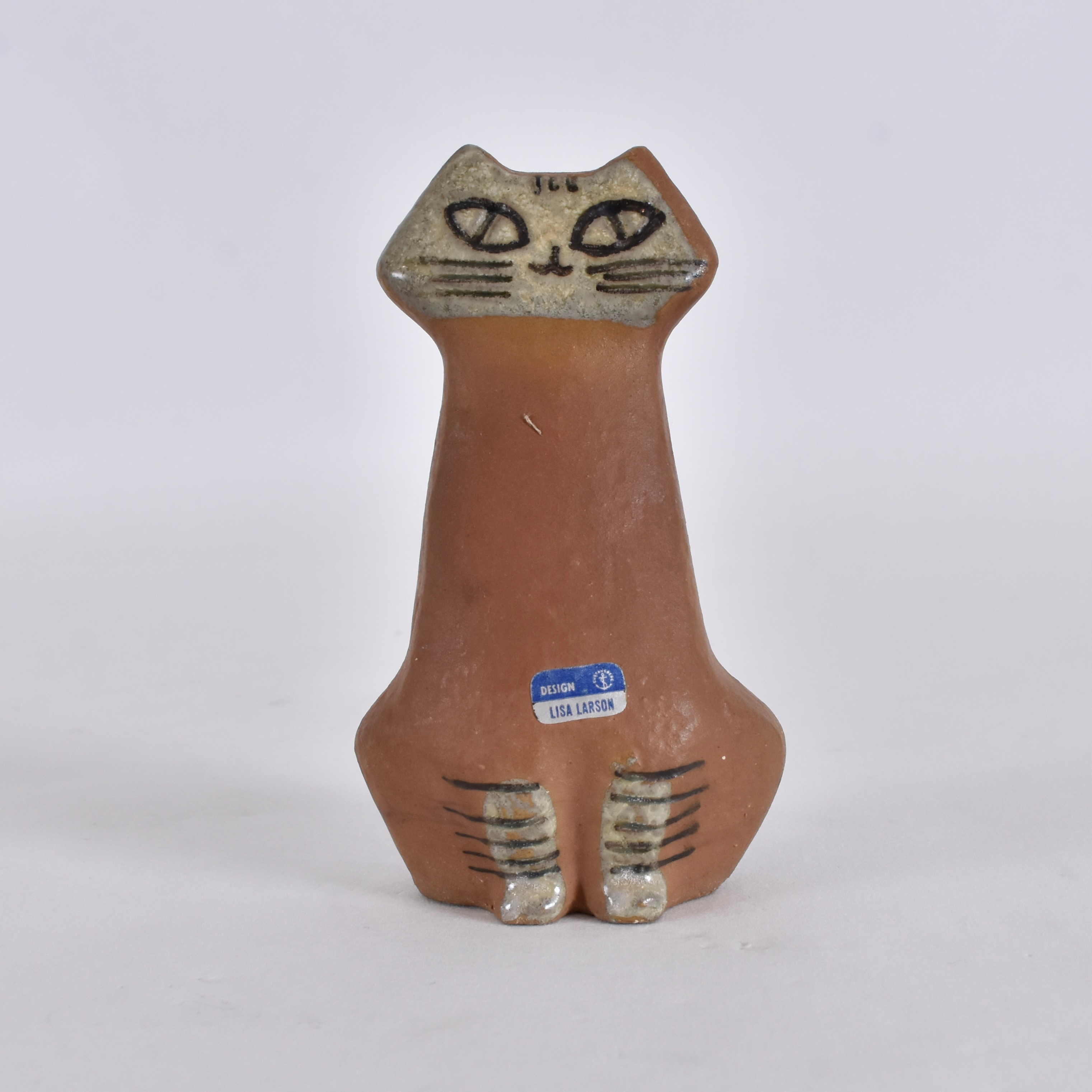 LISA LARSON. figurin, delvis glaserat stengods, "Katt", ur serien "Lilla Zoo" 1956.