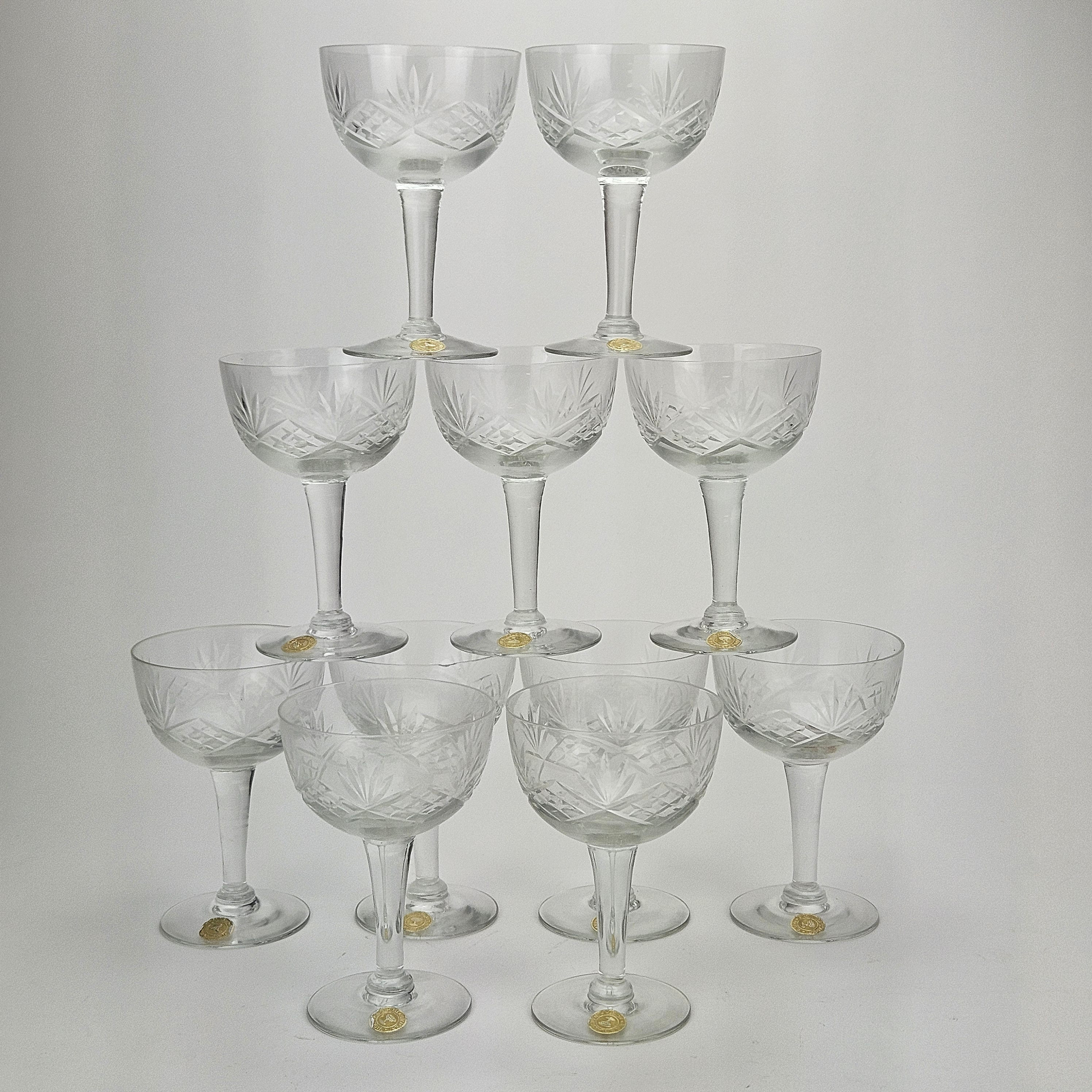 CHAMPAGNEKUPOR, 11 st, Haga modell, EGK Glassliperi, Kosta.