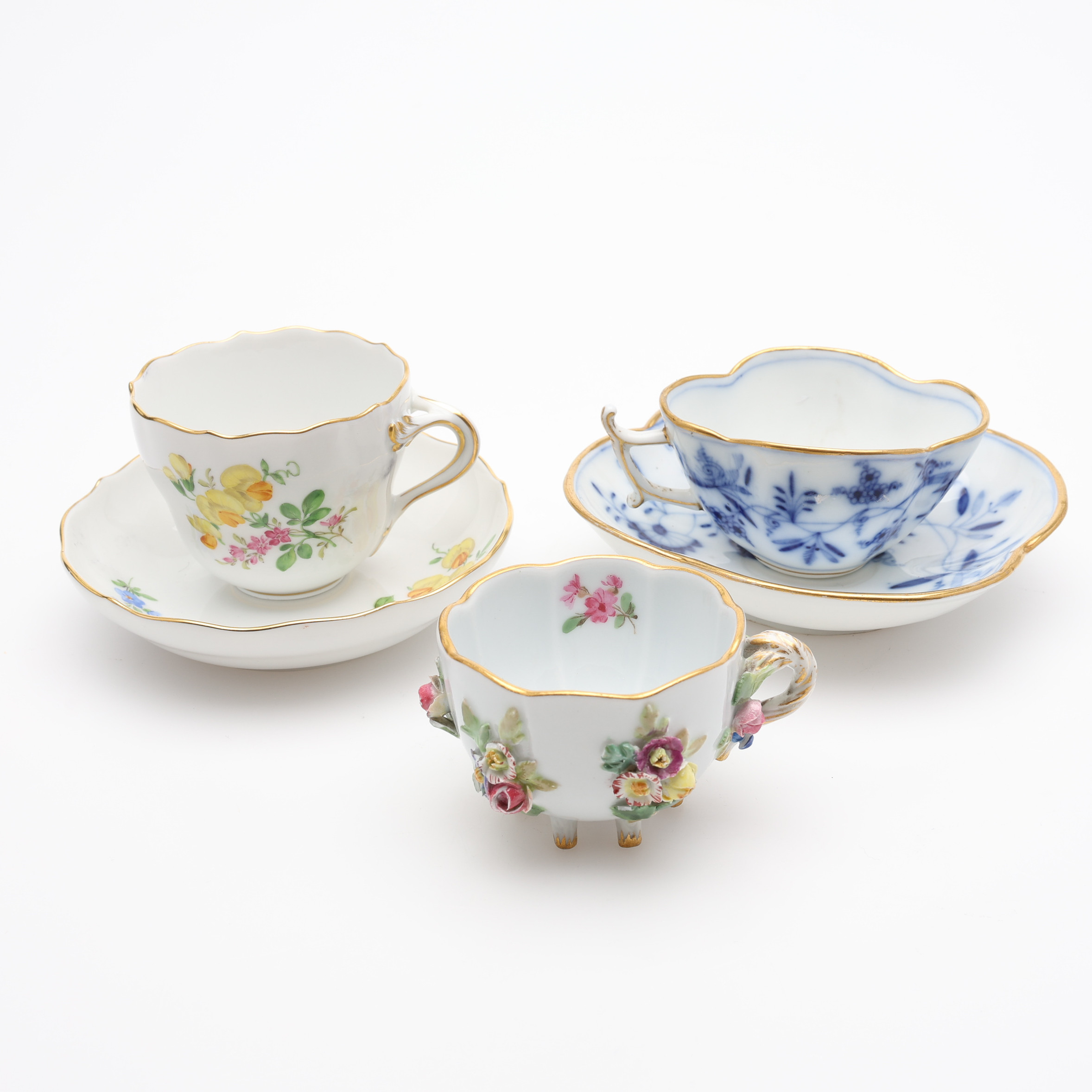 KOPPAR, 3 ST, PORSLIN, CARL TEICHERT & MEISSEN, 1900-TAL.